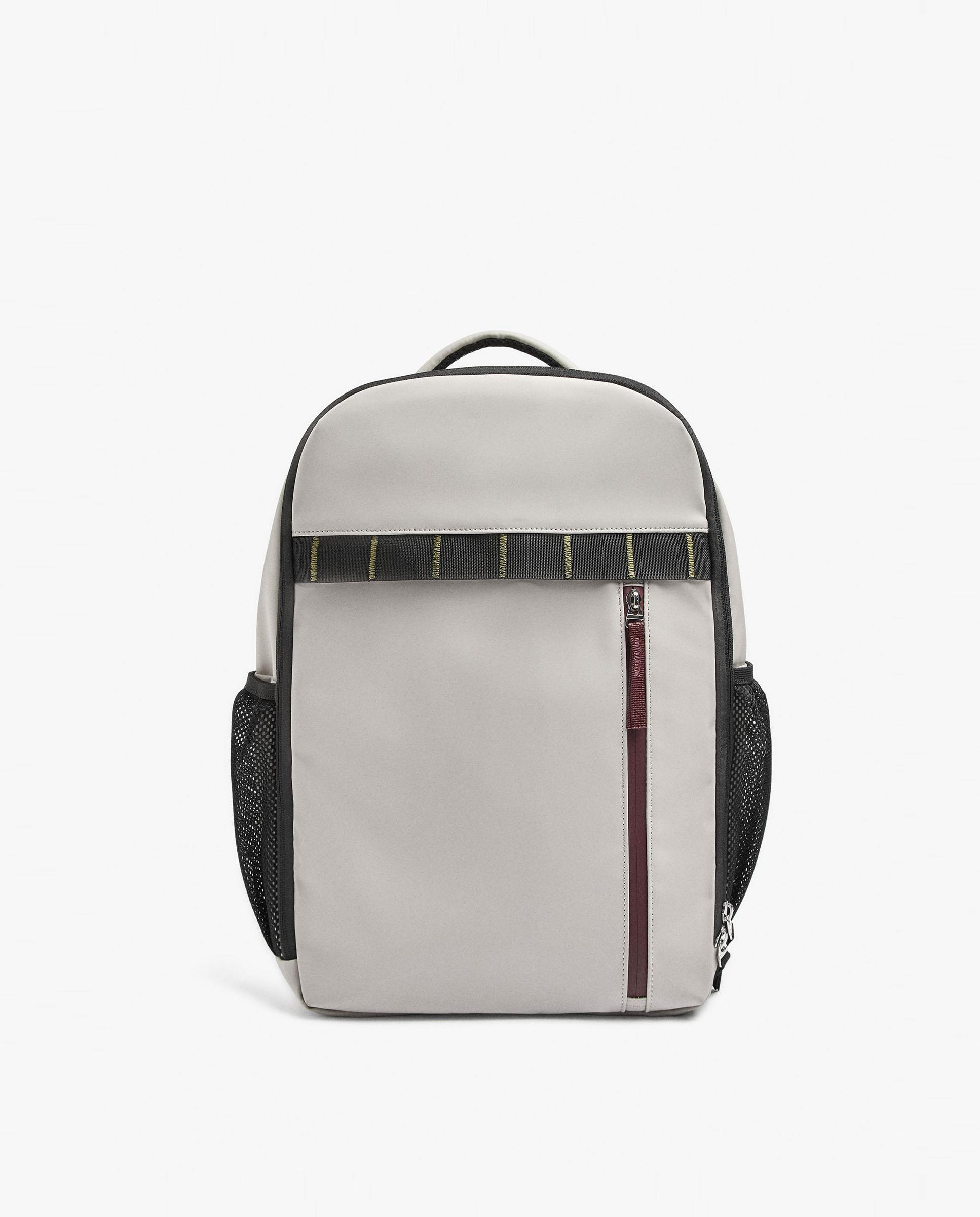 Mochila de mujer con varios compartimentos y cierre de cremallera en liso - Parfois - Gris claro Gris claro-1
