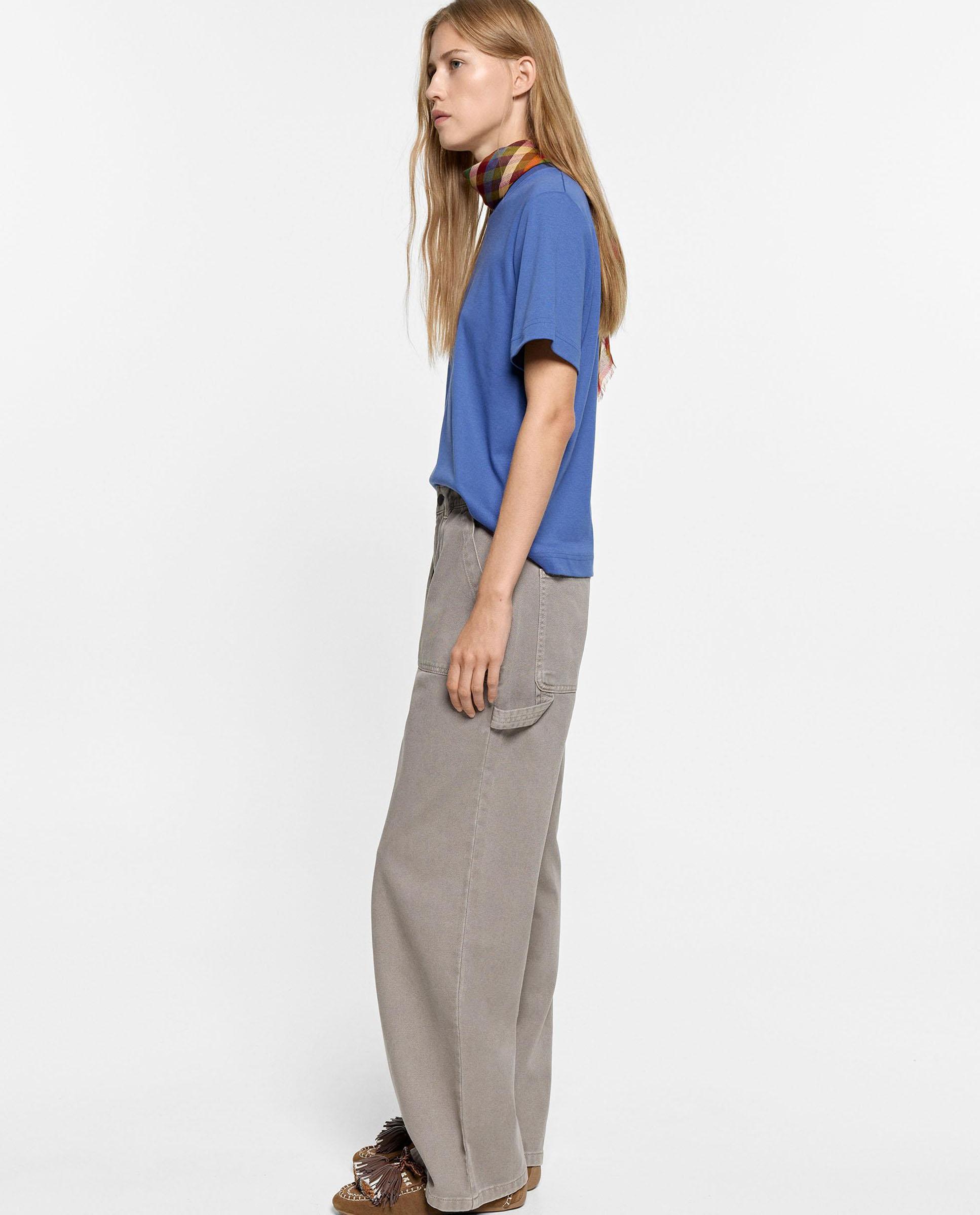 Vaqueros anchos de mujer 100% algodón en liso - Parfois - Gris Gris-3