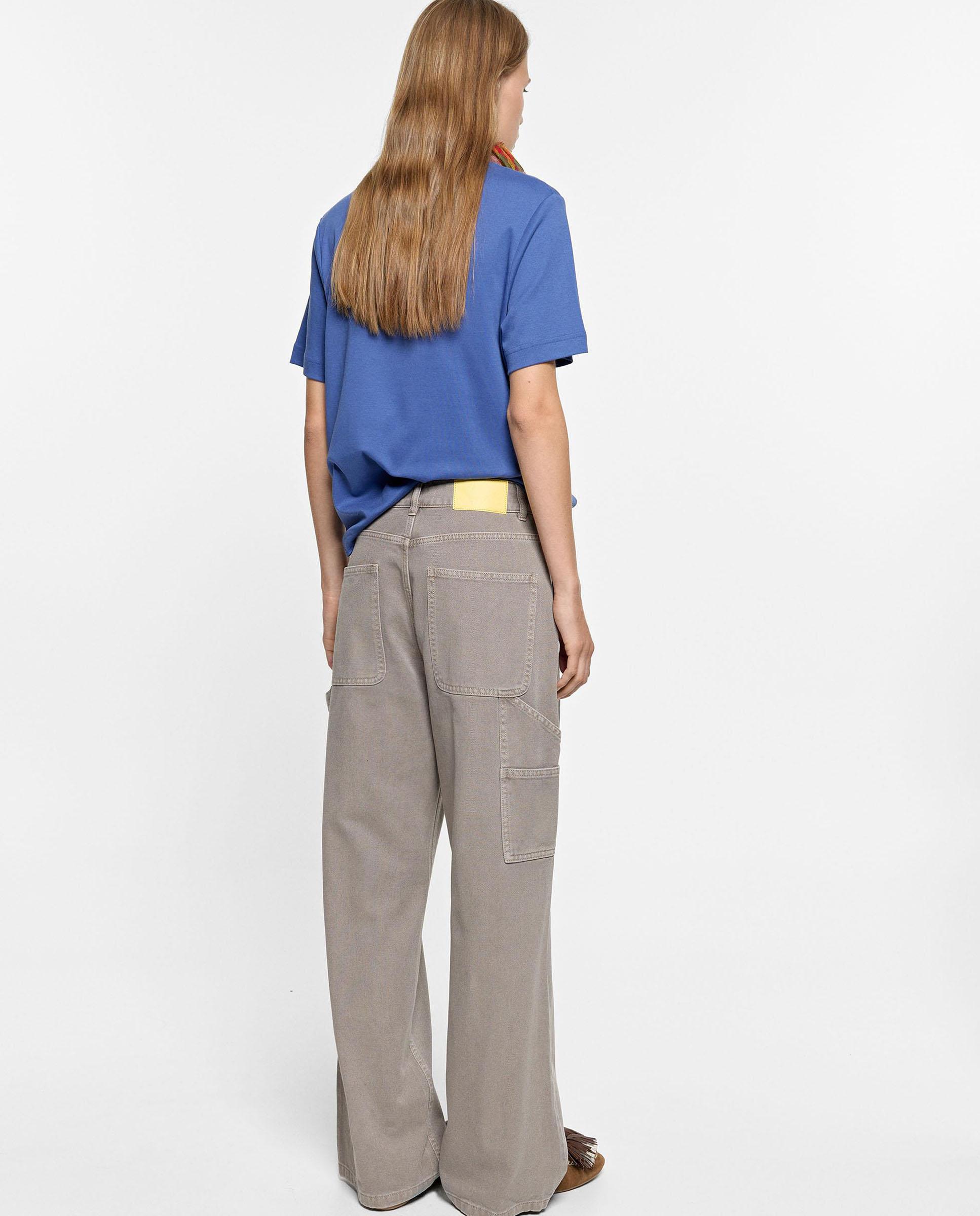 Vaqueros anchos de mujer 100% algodón en liso - Parfois - Gris Gris-4