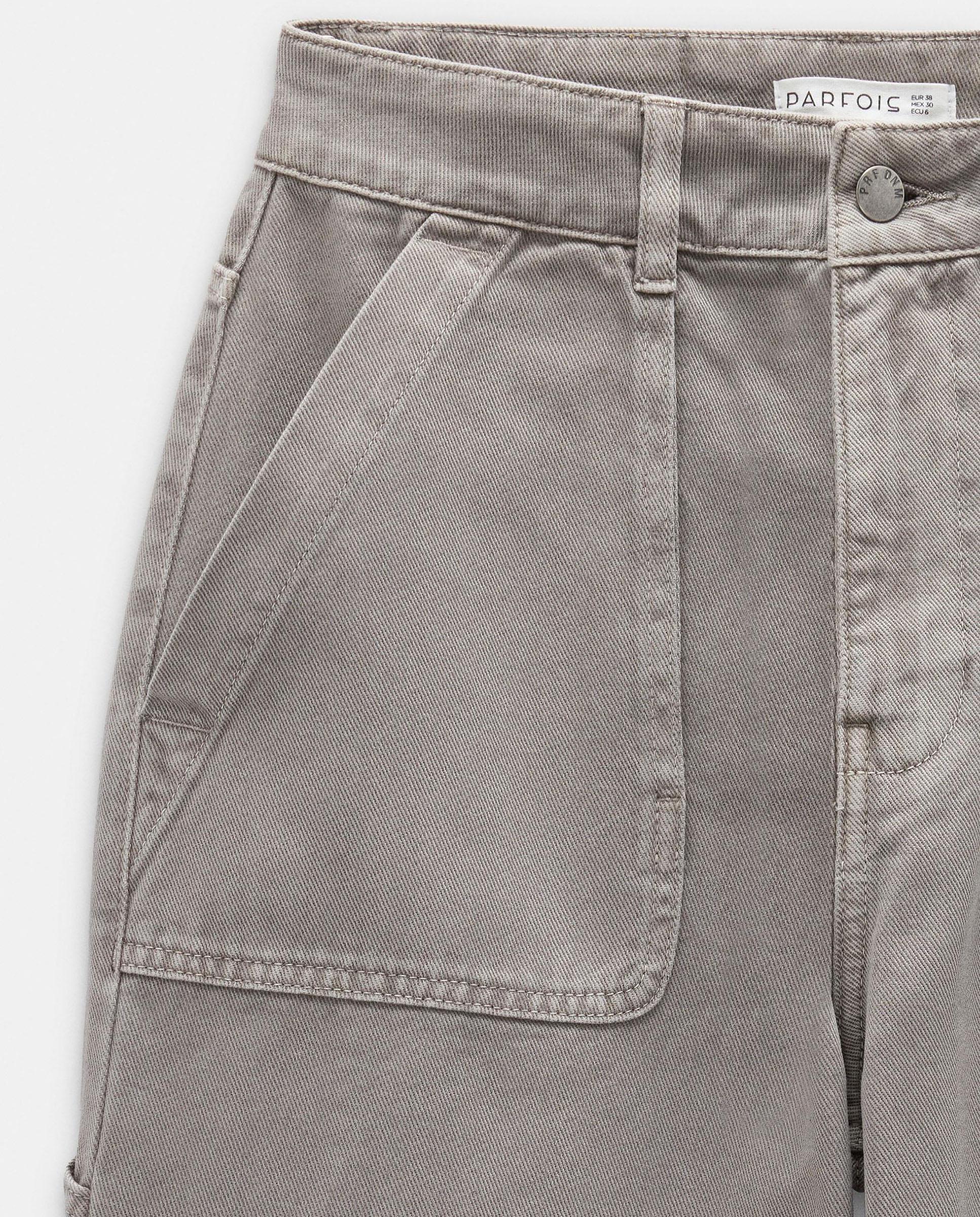Vaqueros anchos de mujer 100% algodón en liso - Parfois - Gris Gris-5