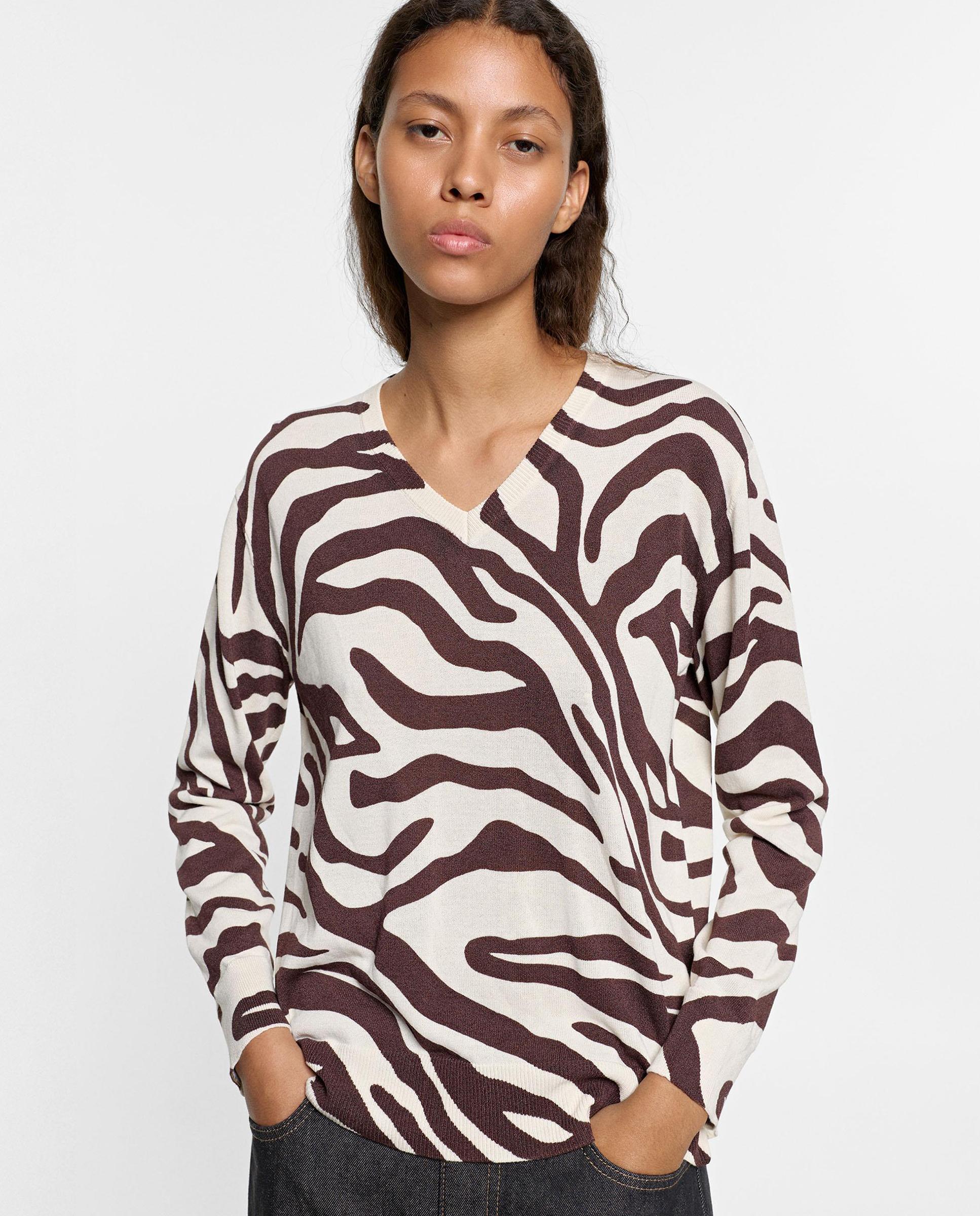 Jersey de mujer de punto con estampado animal print - Parfois - Marrón oscuro Marrón oscuro-3