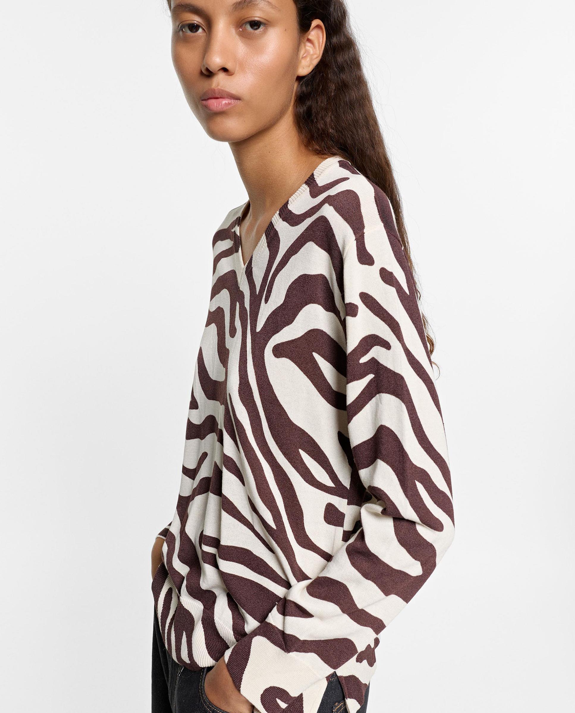 Jersey de mujer de punto con estampado animal print - Parfois - Marrón oscuro Marrón oscuro-4