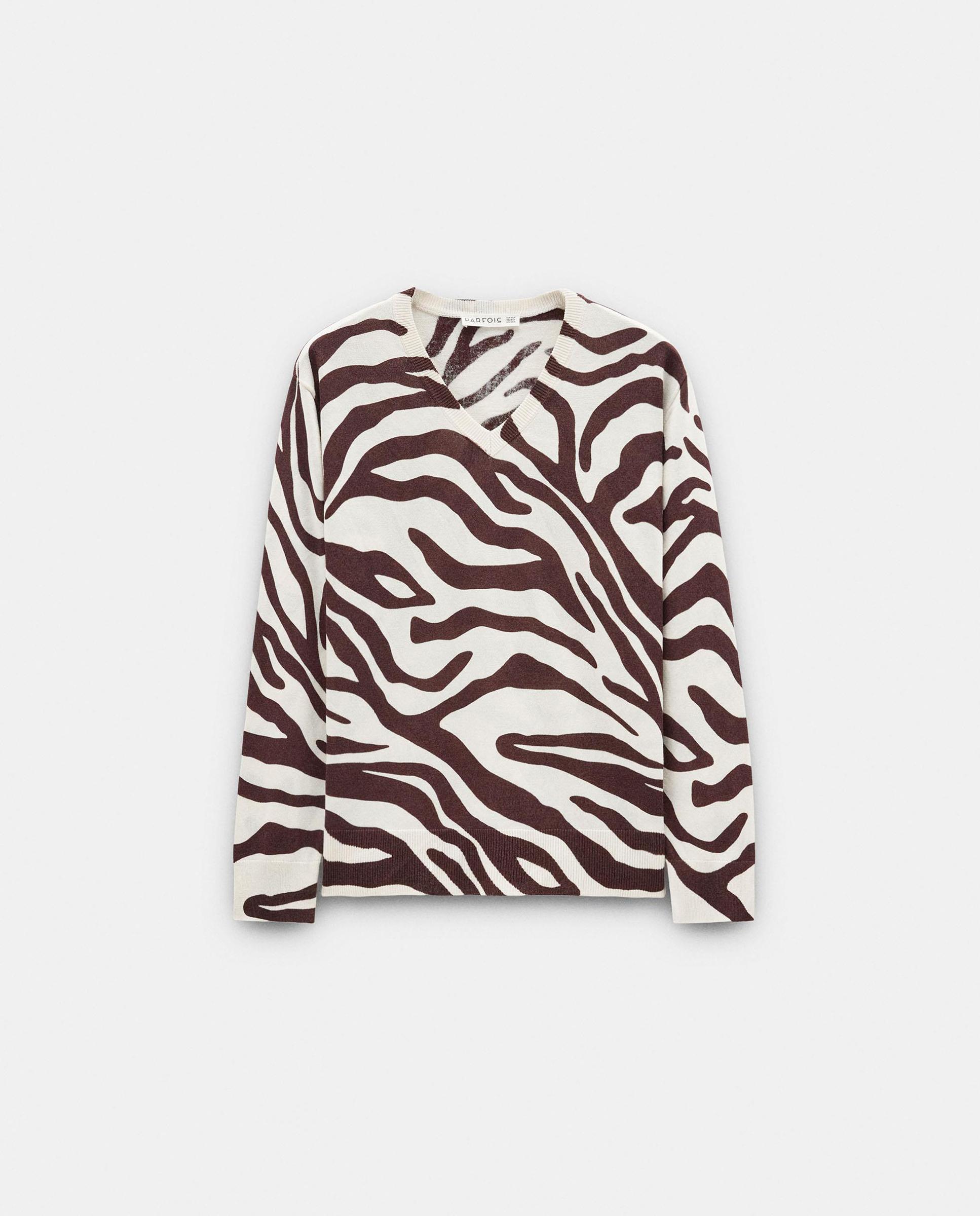 Jersey de mujer de punto con estampado animal print - Parfois - Marrón oscuro Marrón oscuro-7