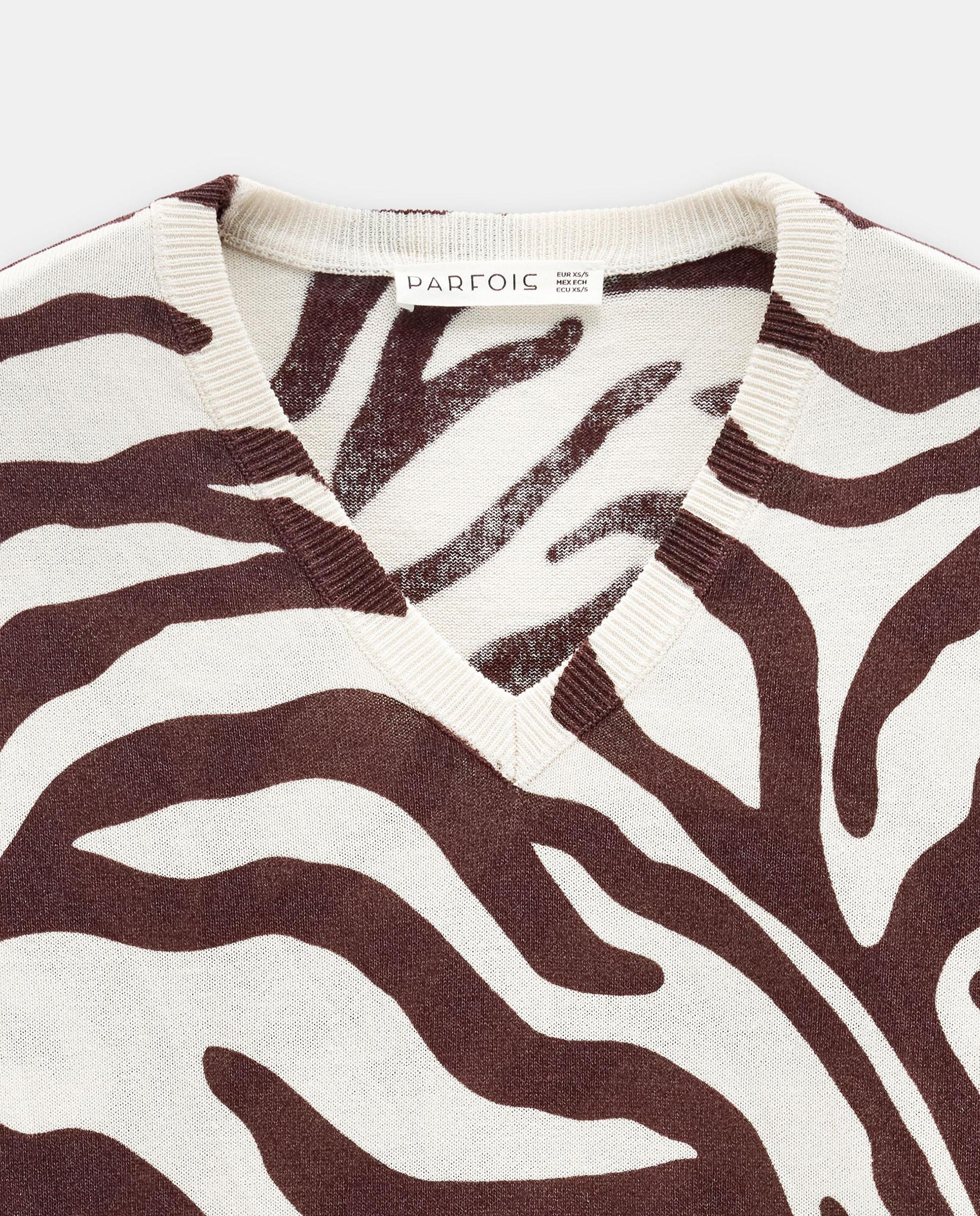 Jersey de mujer de punto con estampado animal print - Parfois - Marrón oscuro Marrón oscuro-6