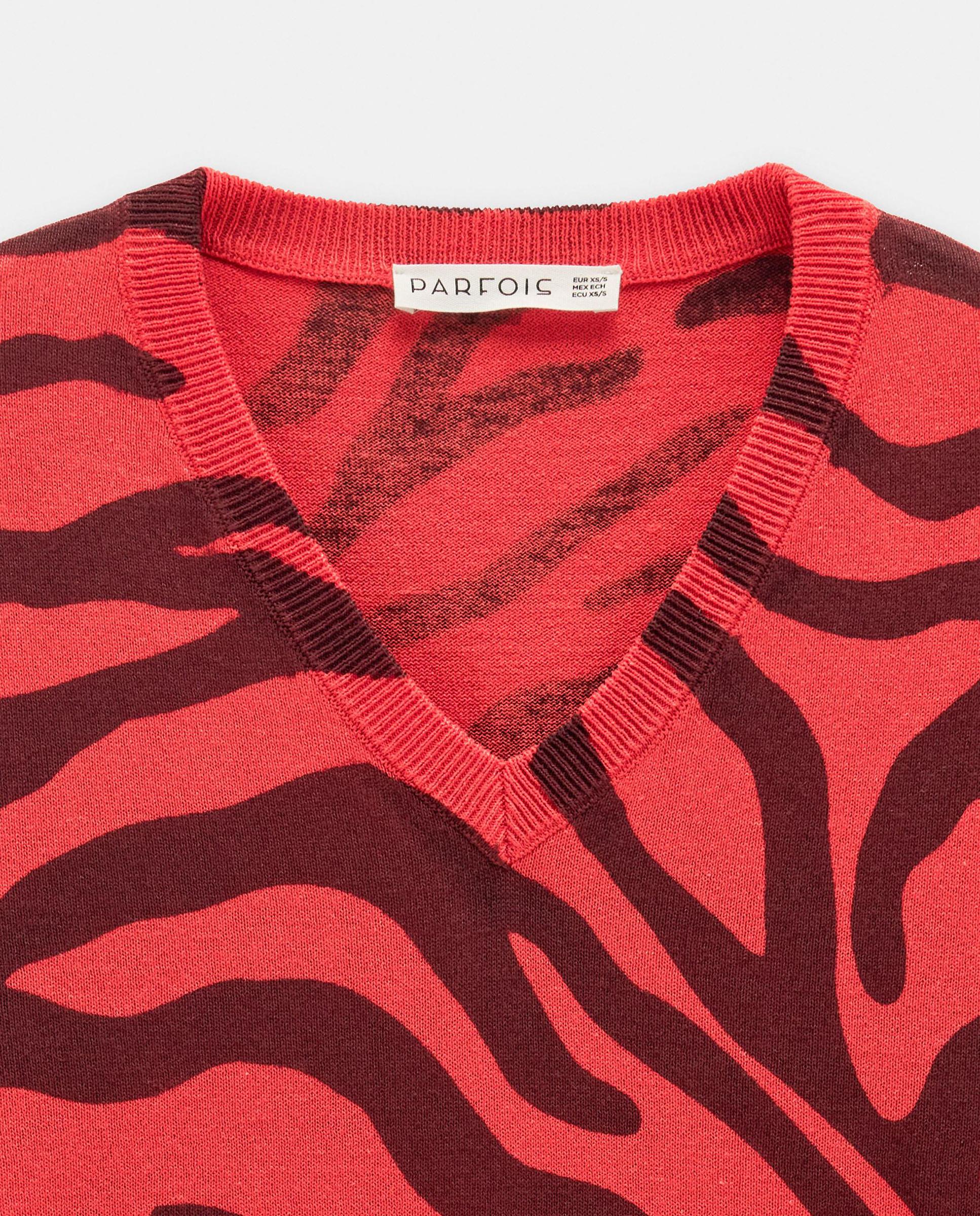 Jersey de mujer de punto con estampado animal print - Parfois - Rojo Rojo-5