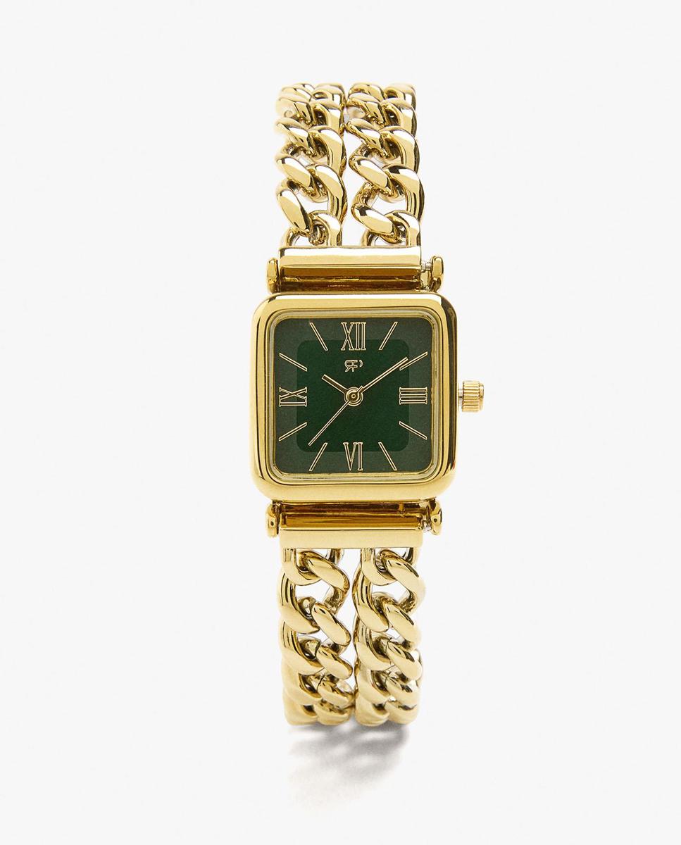Reloj de mujer cuadrado con correa de eslabones - Parfois - Dorado Dorado-1