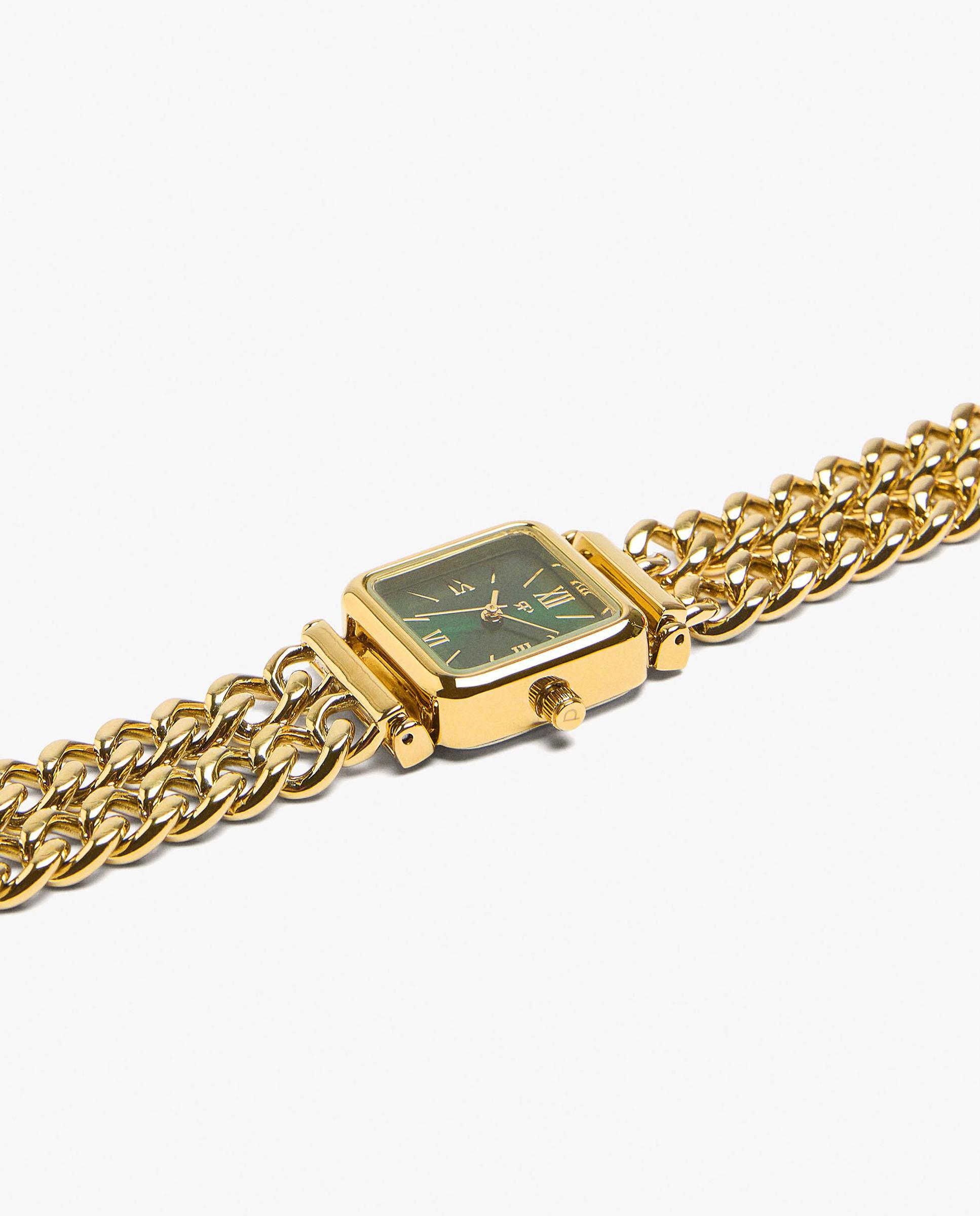 Reloj de mujer cuadrado con correa de eslabones - Parfois - Dorado Dorado-2