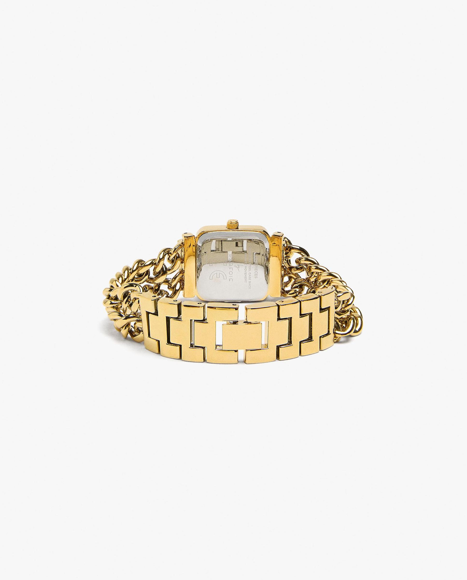 Reloj de mujer cuadrado con correa de eslabones - Parfois - Dorado Dorado-3
