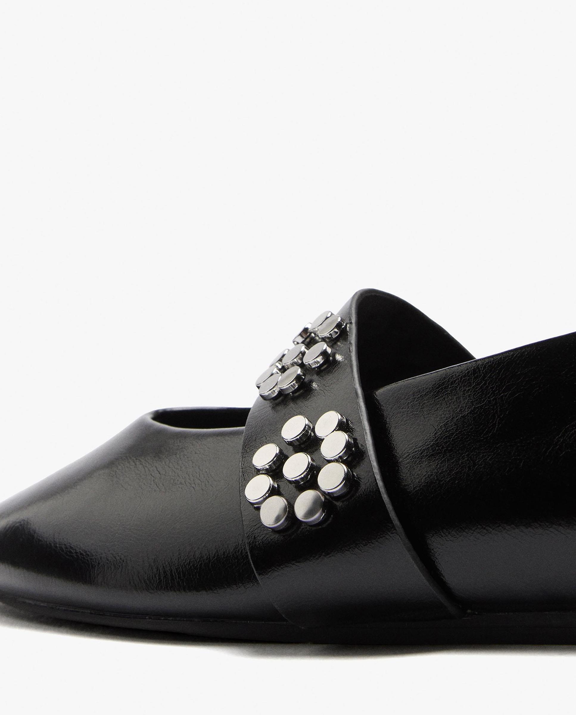 Bailarinas planas de mujer con tachuelas decorativas - Parfois - Negro Negro-5