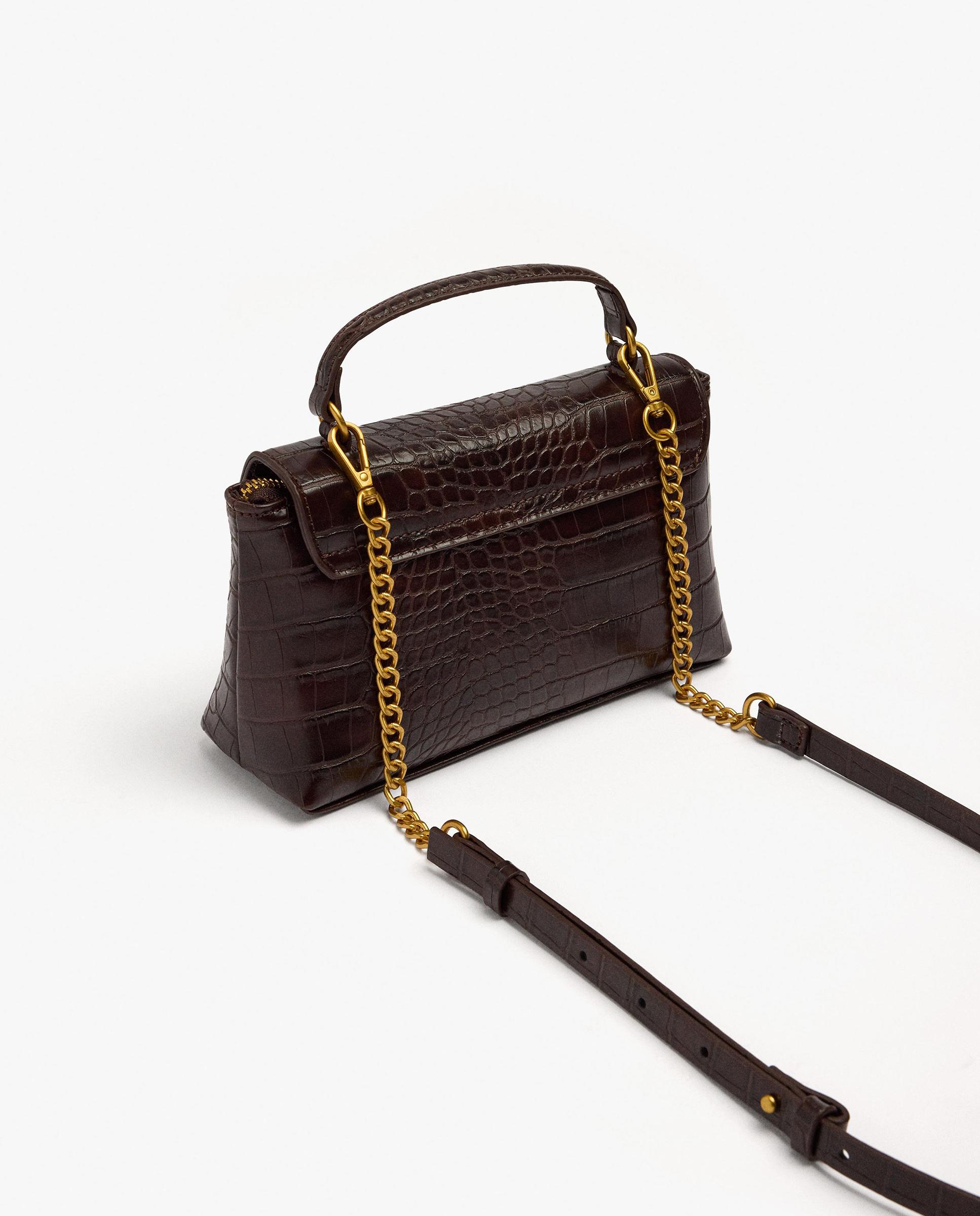 Bolso de fiesta convertible a bandolera con solapa y cierre imantado en liso - Parfois - Marrón oscuro Marrón oscuro-2
