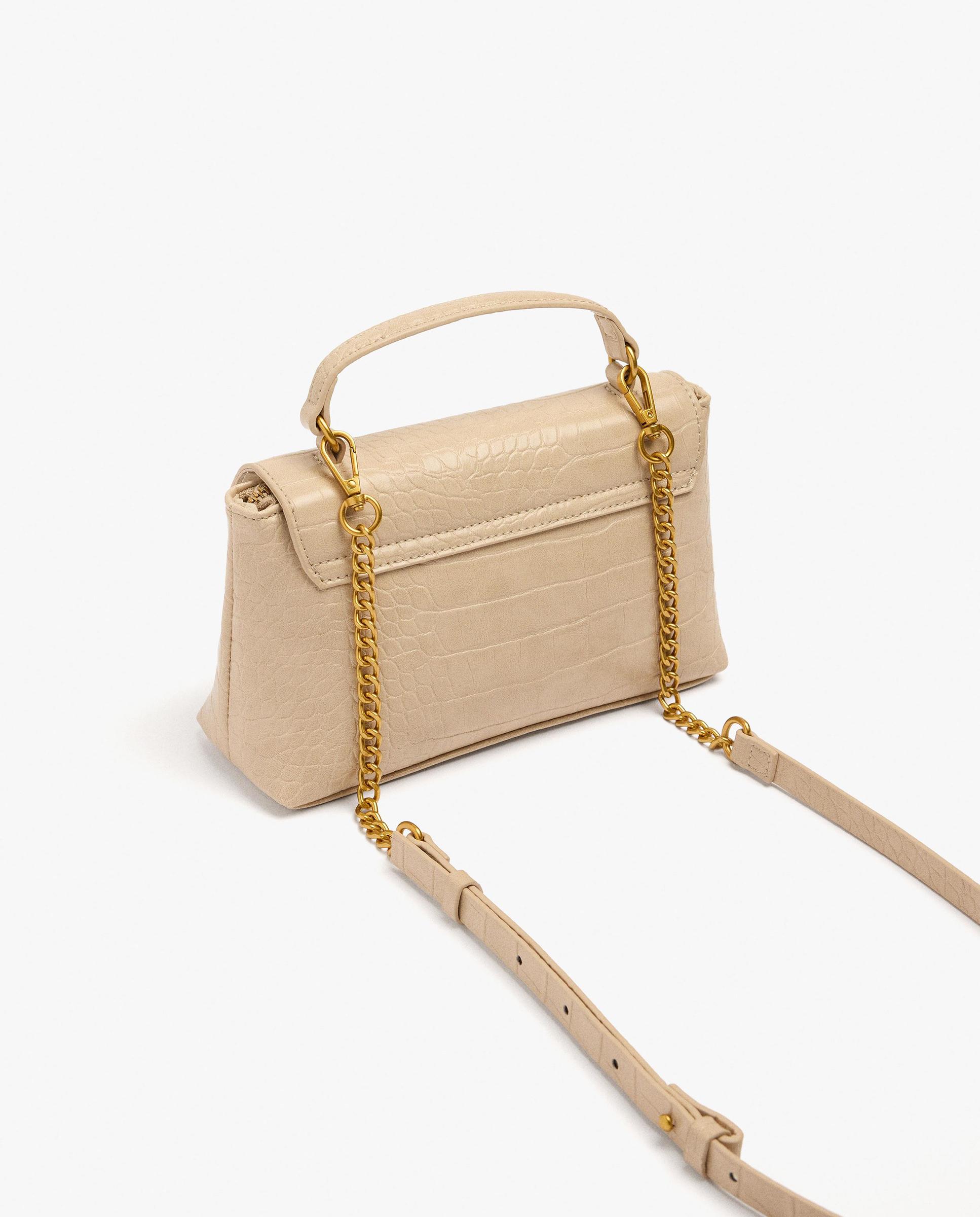 Bolso de fiesta convertible a bandolera con solapa y cierre imantado en liso - Parfois - Crudo Crudo-2