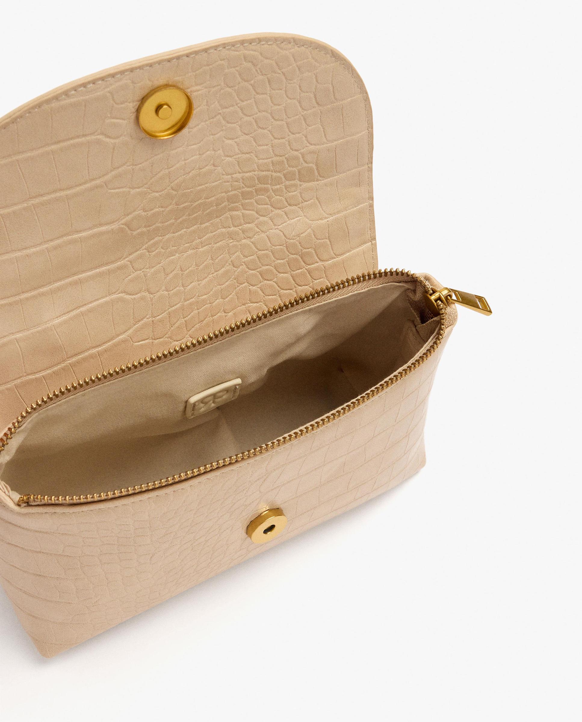 Bolso de fiesta convertible a bandolera con solapa y cierre imantado en liso - Parfois - Crudo Crudo-4
