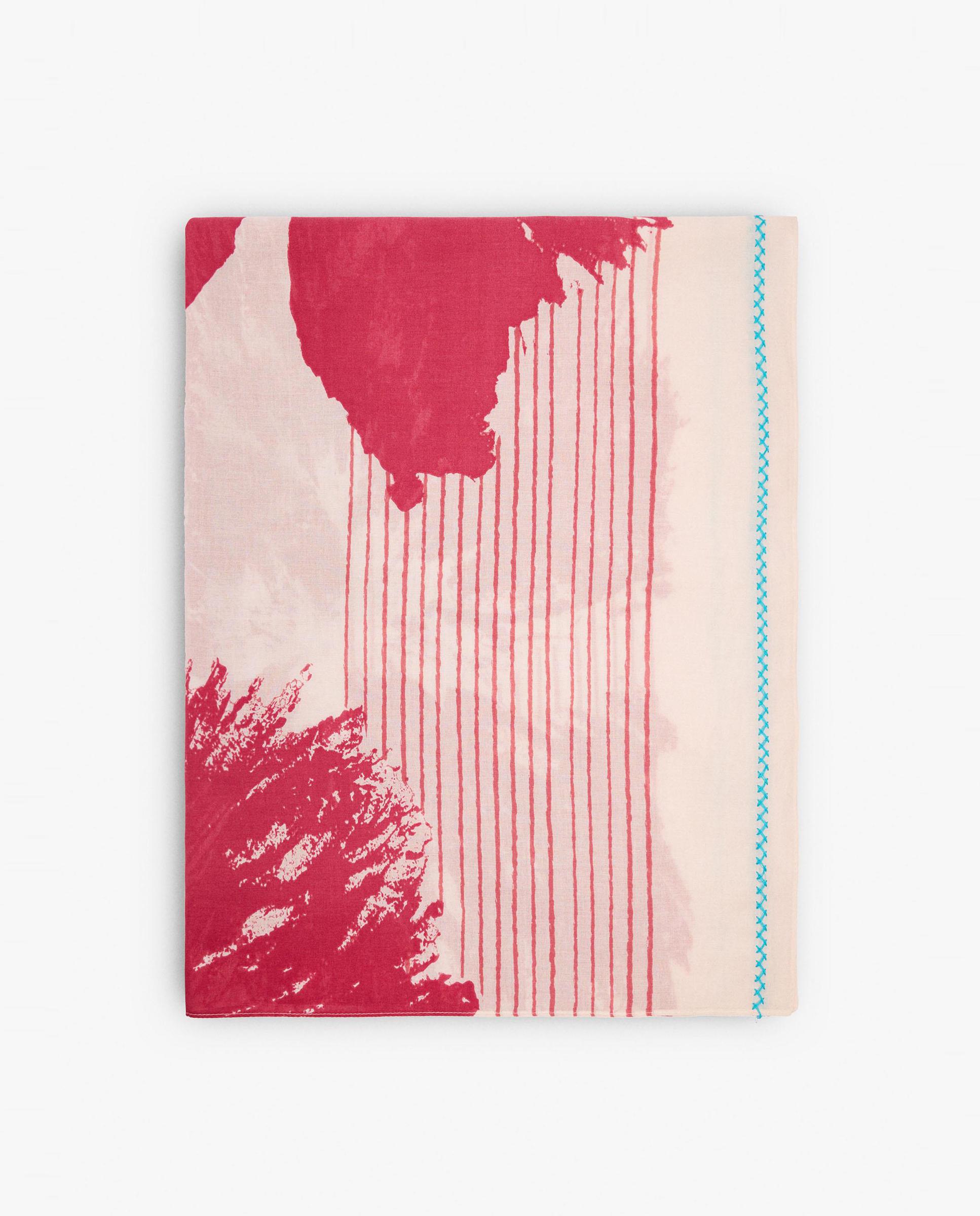 Pañuelo 100% algodón con estampado floral y de rayas - Parfois - Rosa Rosa-1