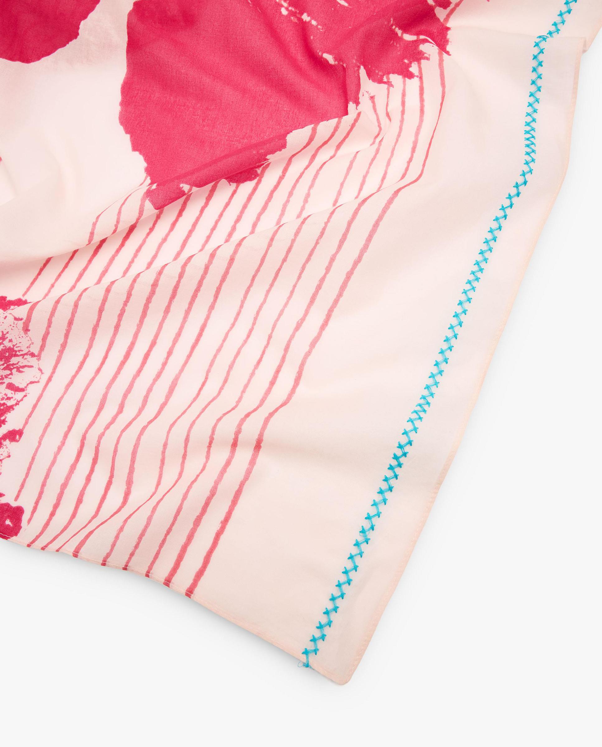 Pañuelo 100% algodón con estampado floral y de rayas - Parfois - Rosa Rosa-3