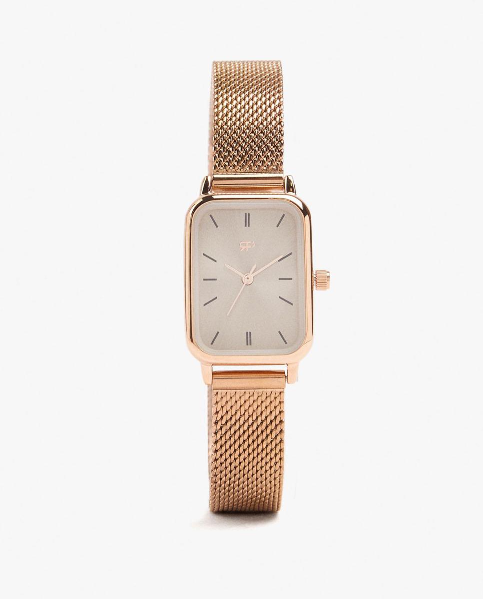 Reloj de mujer de acero inoxidable cuadrado en oro rosa - Parfois - Dorado Dorado-1