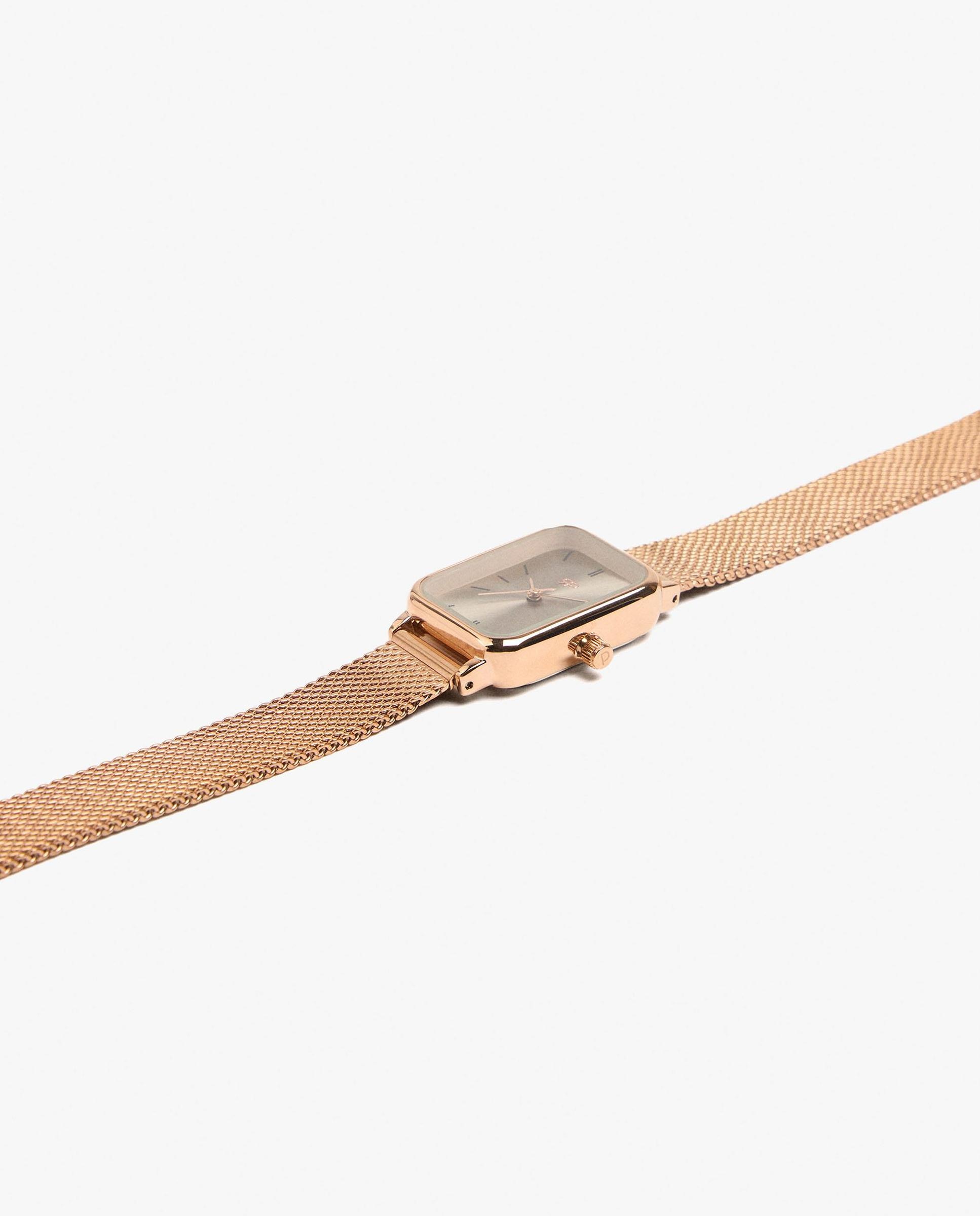 Reloj de mujer de acero inoxidable cuadrado en oro rosa - Parfois - Dorado Dorado-2
