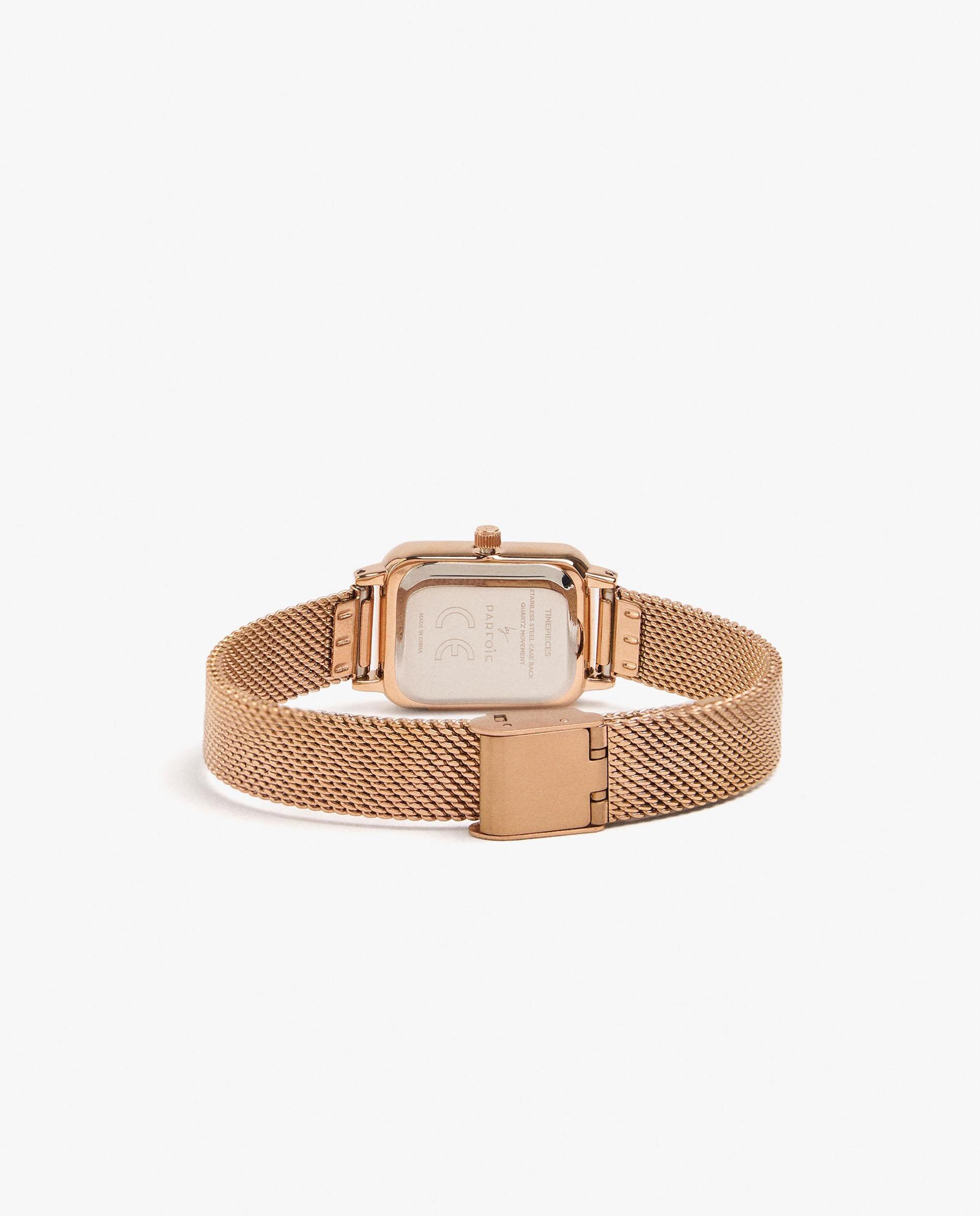 Reloj de mujer de acero inoxidable cuadrado en oro rosa - Parfois - Dorado Dorado-3