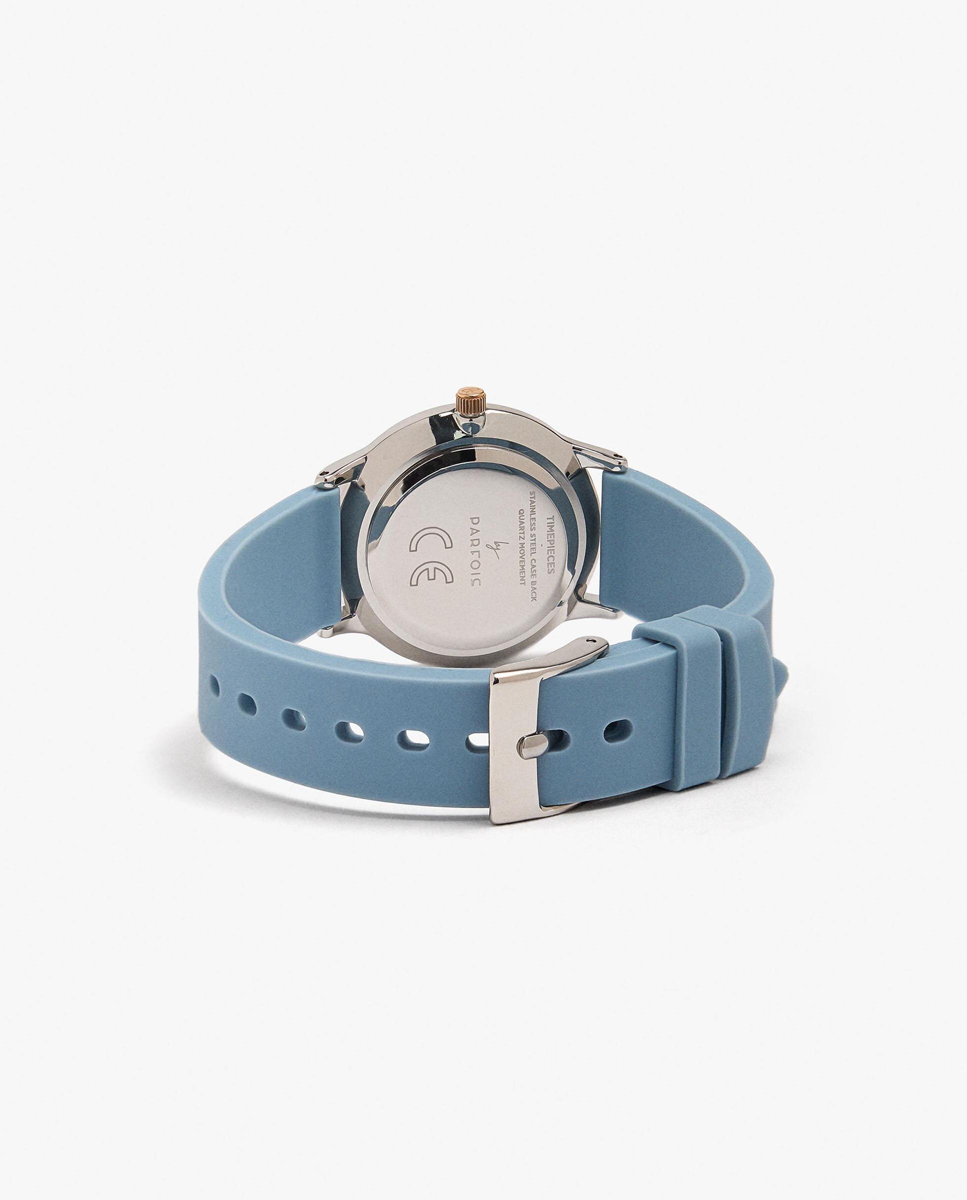 Reloj de mujer con correa de silicona y hebilla en liso - Parfois - Azul Azul-3