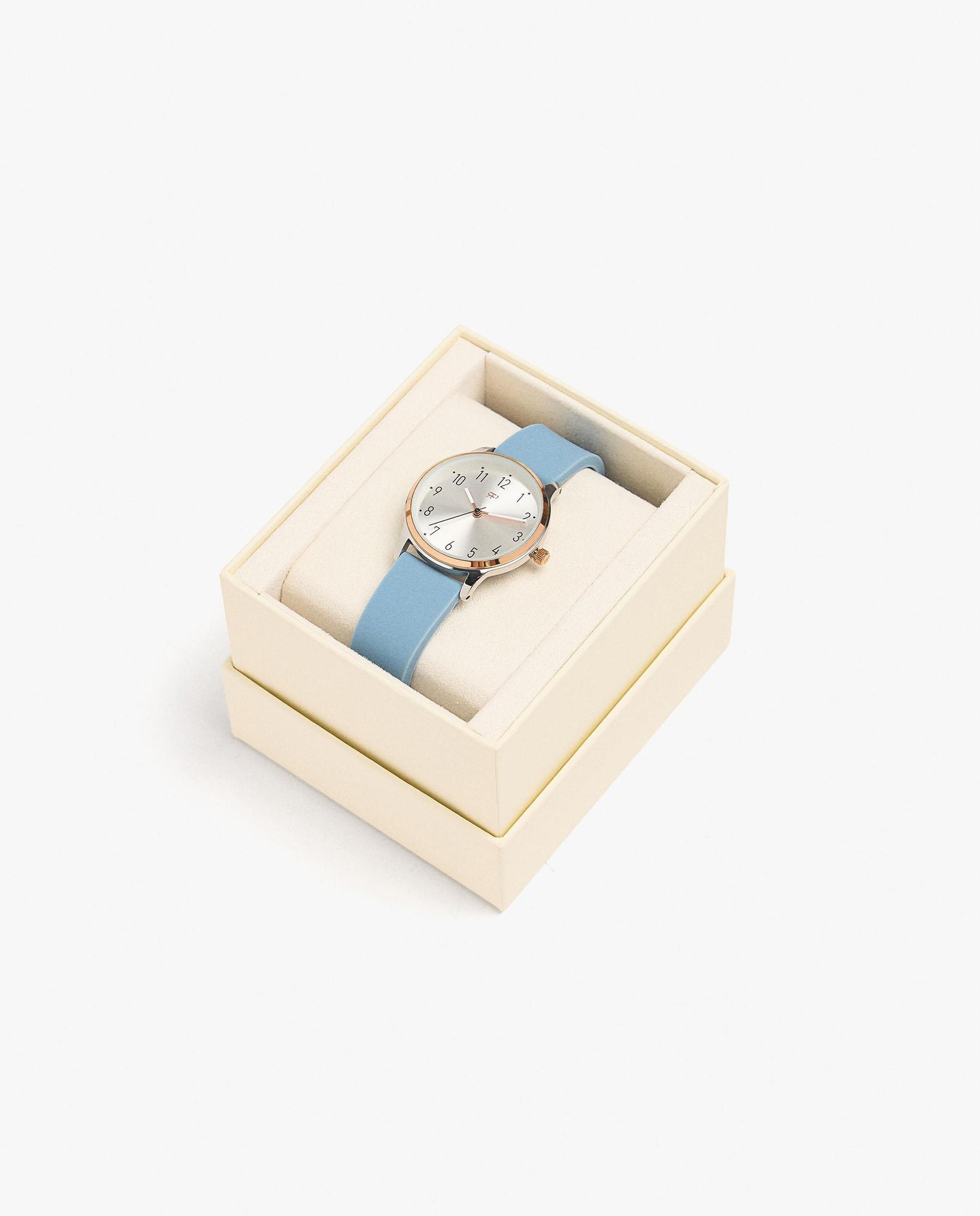 Reloj de mujer con correa de silicona y hebilla en liso - Parfois - Azul Azul-4