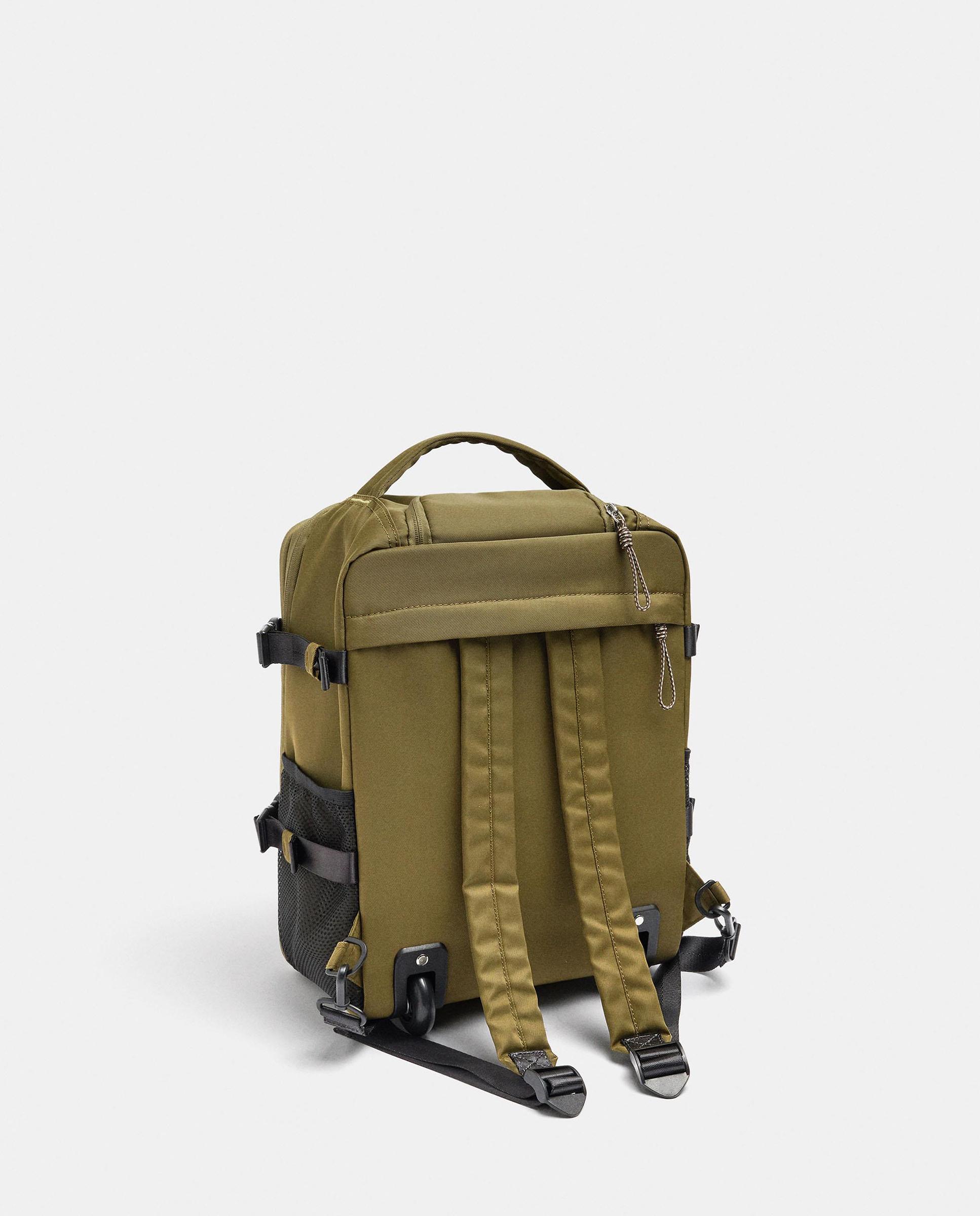 Mochila de mujer con ruedas y varios compartimentos con cierre de cremallera - Parfois - Kaki Kaki-2