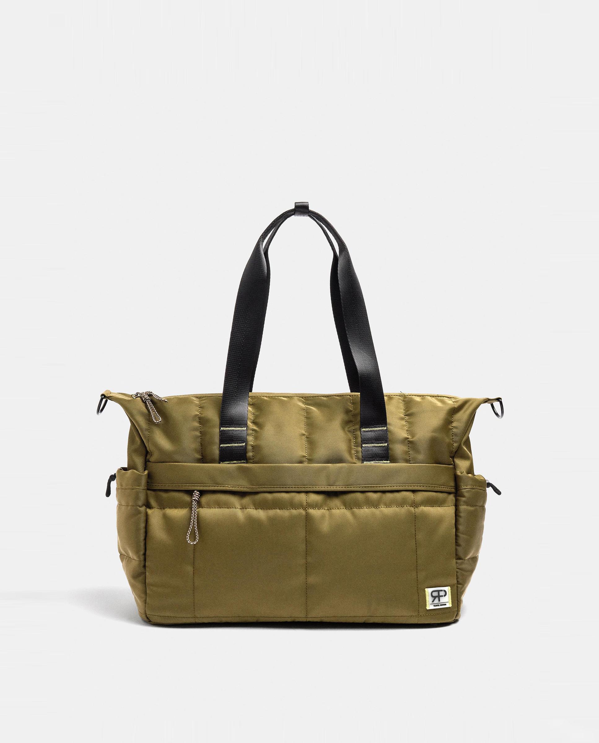 Bolso de hombro acolchado con varios compartimentos y cierre de cremallera en liso - Parfois - Kaki Kaki-1