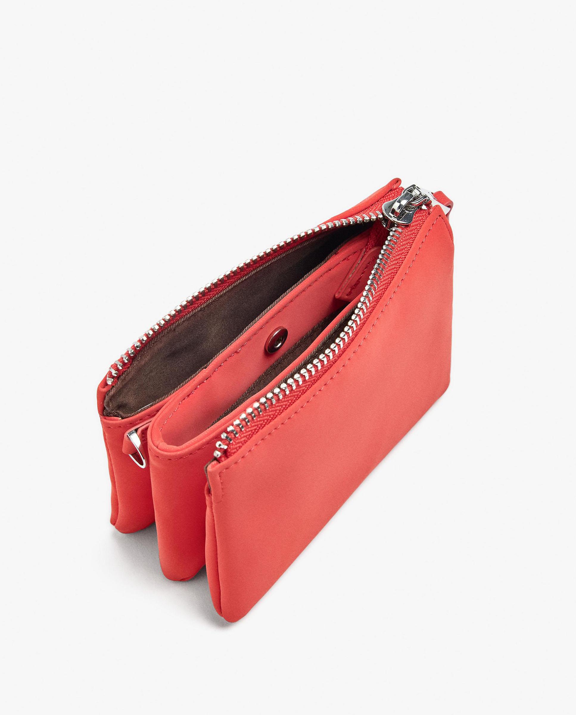 Monedero de mujer pequeño con cierre de cremallera en liso - Parfois - Coral Coral-4