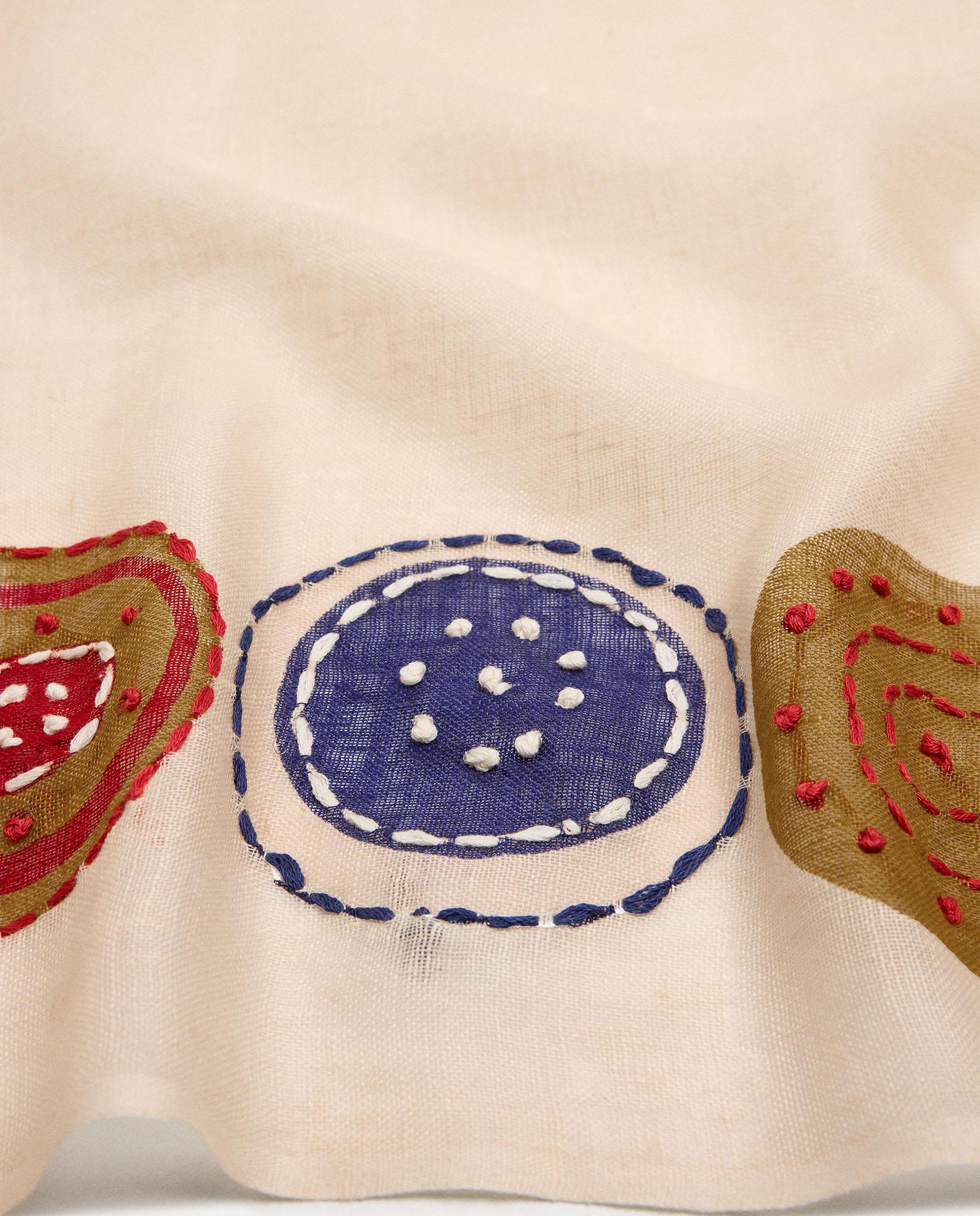 Pareo de mujer de lino con estampados - Parfois - Natural Natural-3