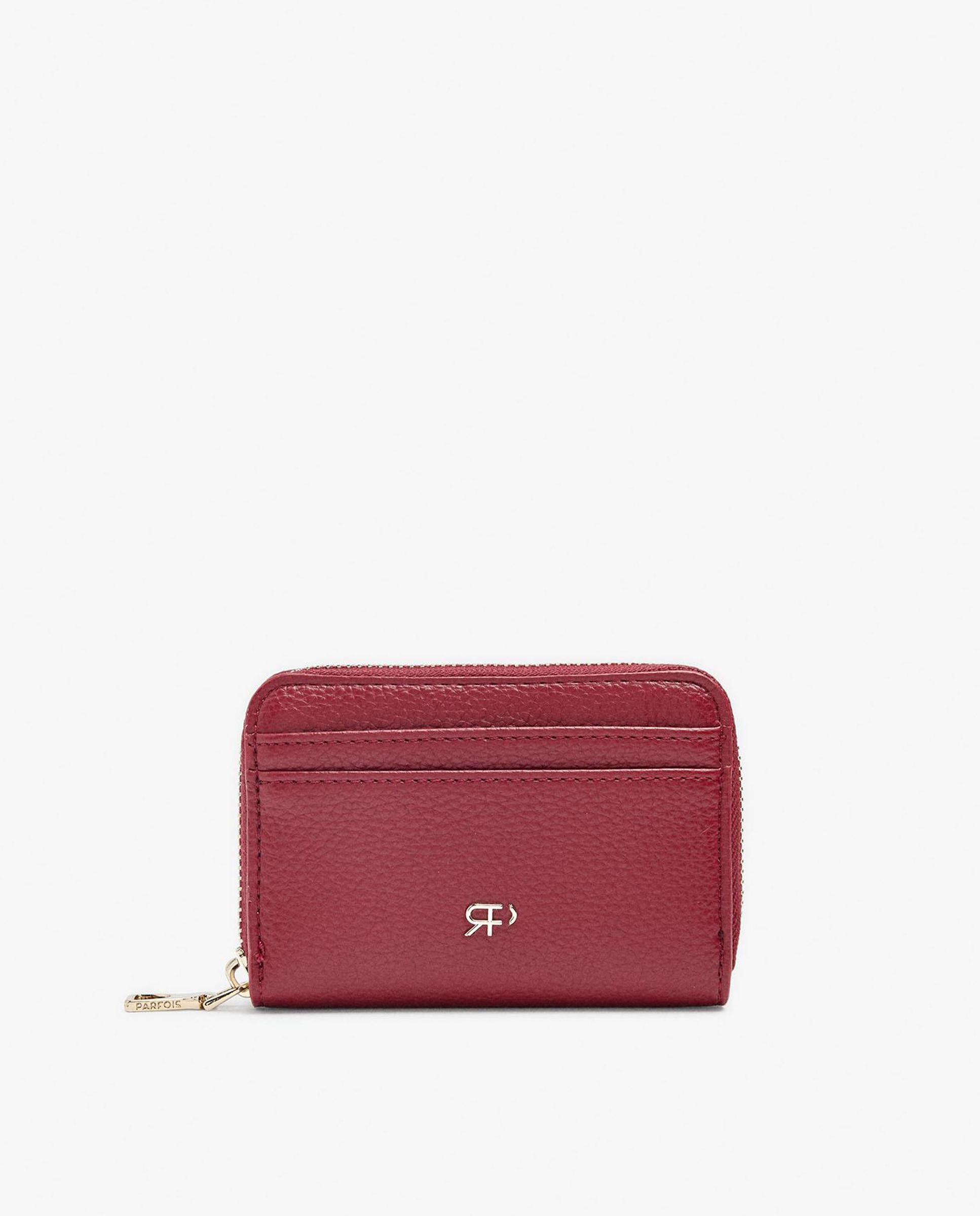 Cartera de mujer mediana con cierre de cremallera en liso - Parfois - Rojo Rojo-1