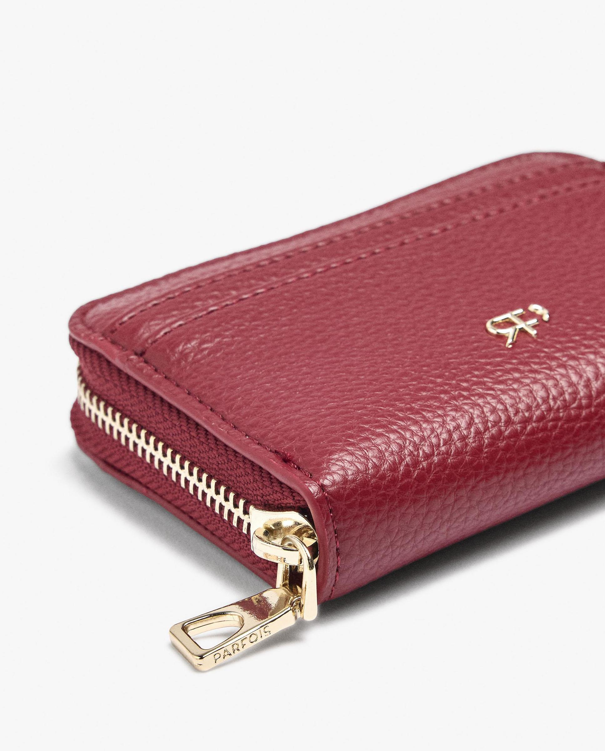Cartera de mujer mediana con cierre de cremallera en liso - Parfois - Rojo Rojo-3