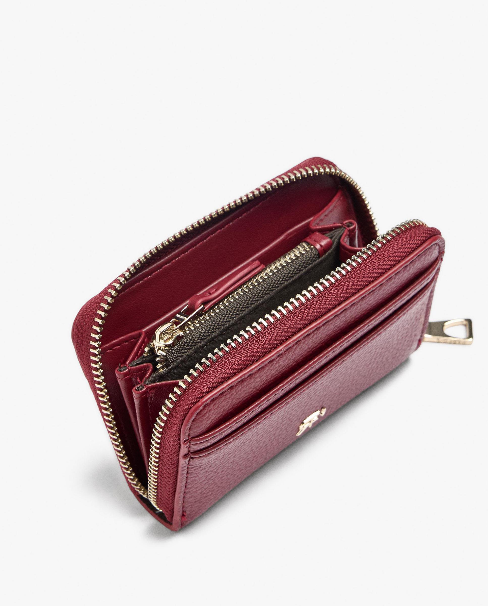 Cartera de mujer mediana con cierre de cremallera en liso - Parfois - Rojo Rojo-4