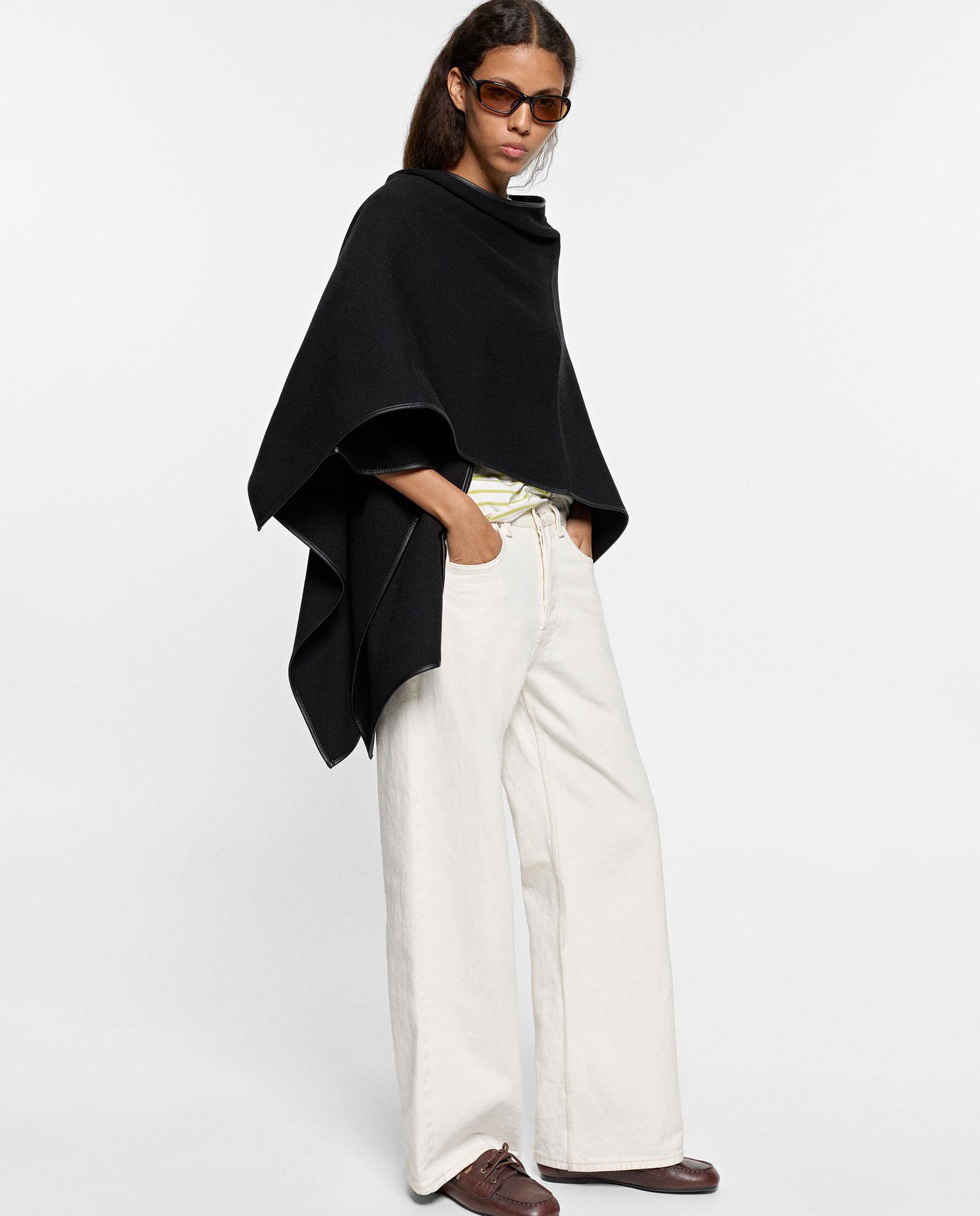 Poncho de mujer de punto en liso - Parfois - Negro Negro-1