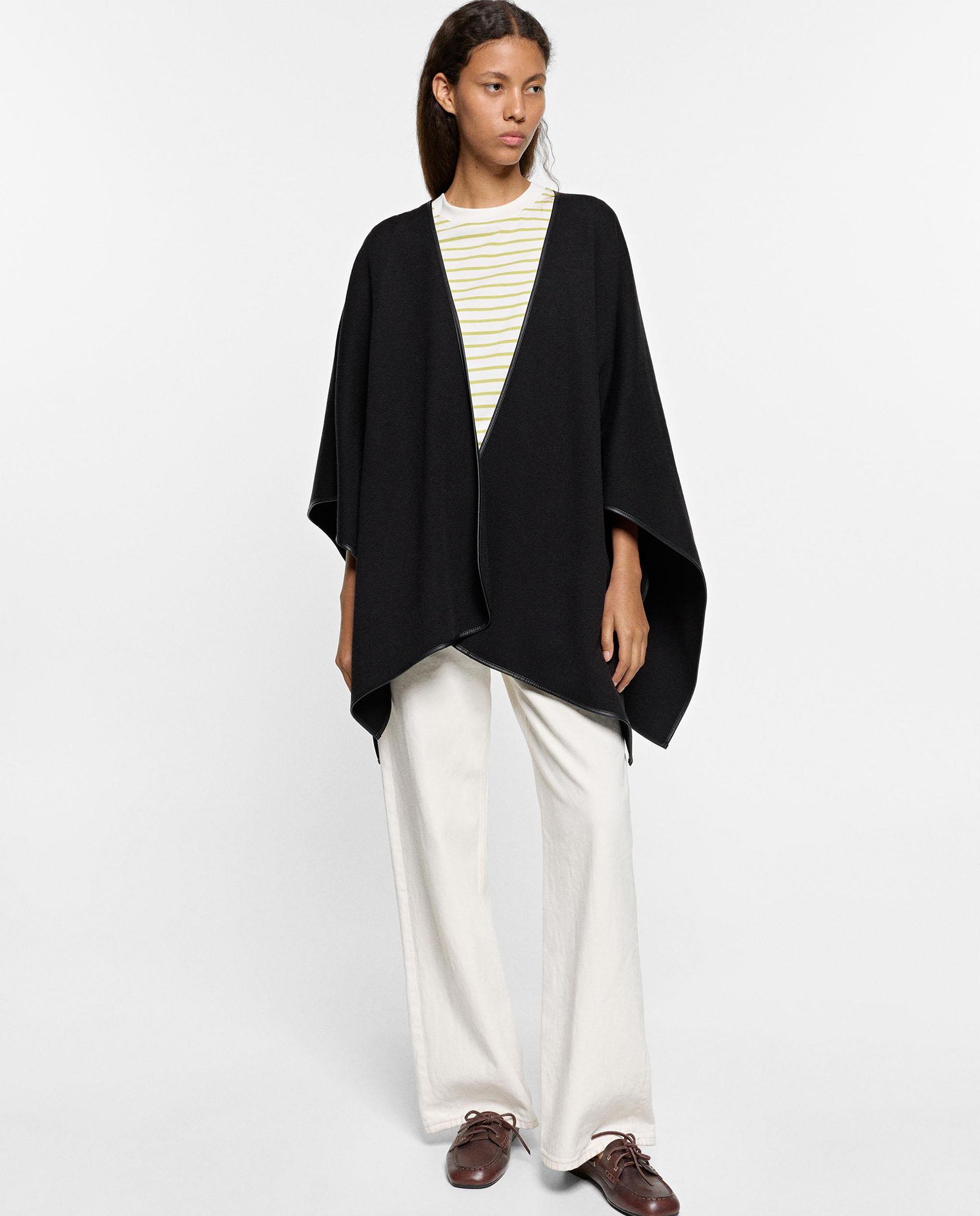 Poncho de mujer de punto en liso - Parfois - Negro Negro-2