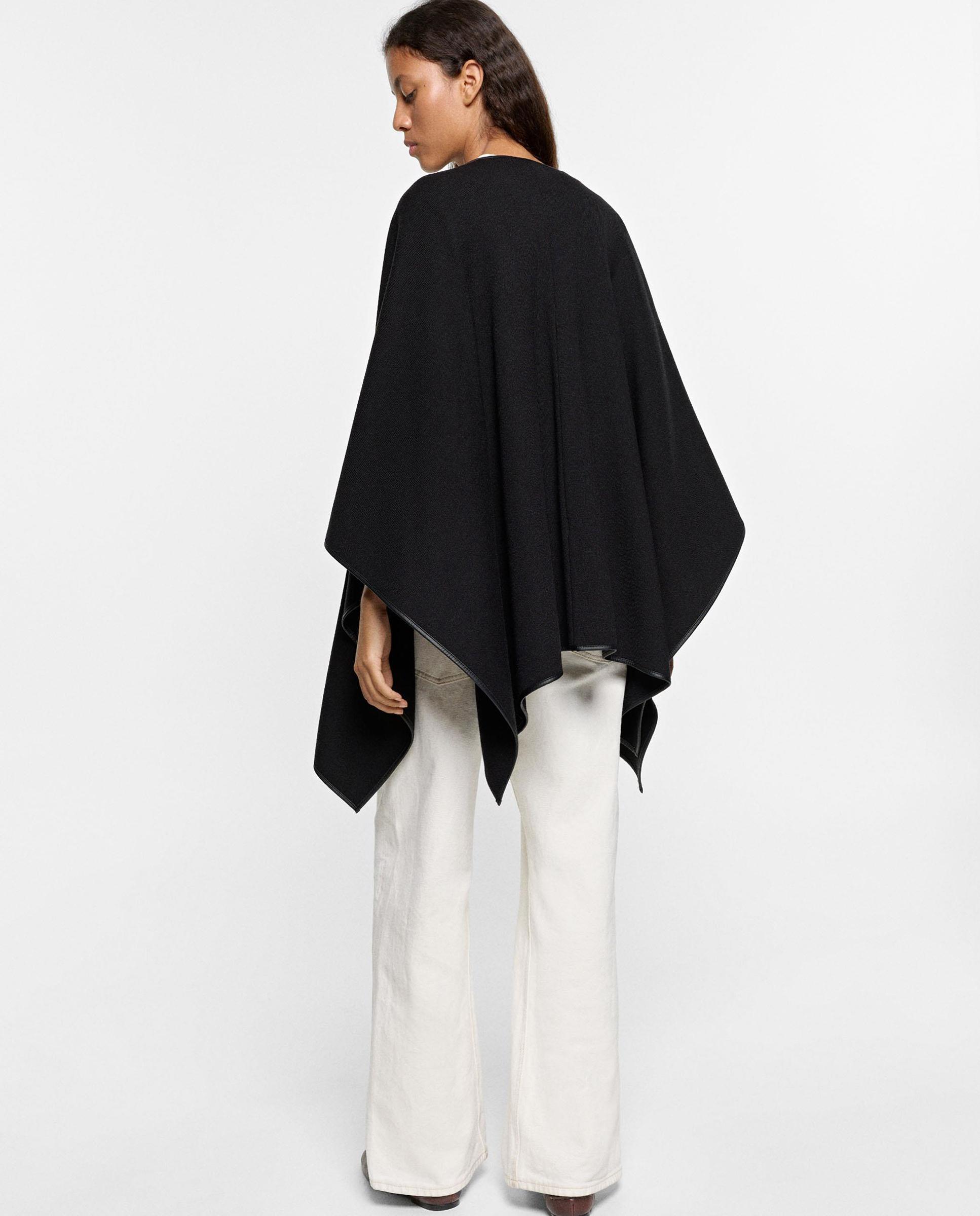 Poncho de mujer de punto en liso - Parfois - Negro Negro-4