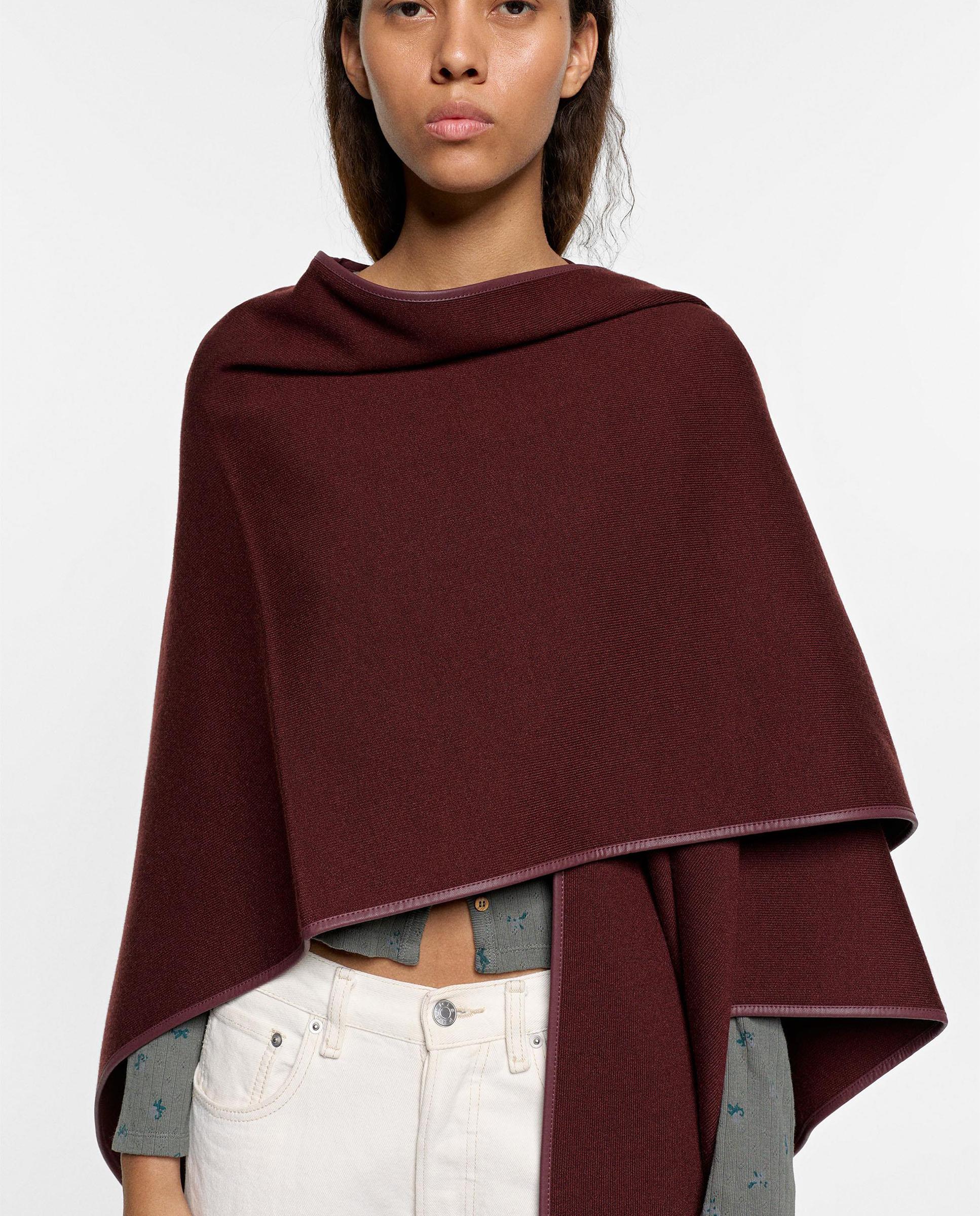 Poncho de mujer de punto en liso - Parfois - Burdeos Burdeos-2