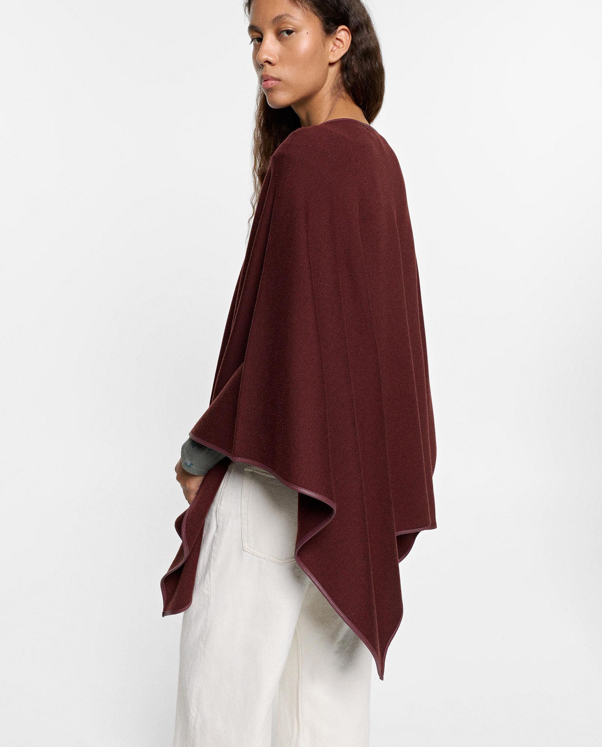 Poncho de mujer de punto en liso - Parfois - Burdeos Burdeos-4