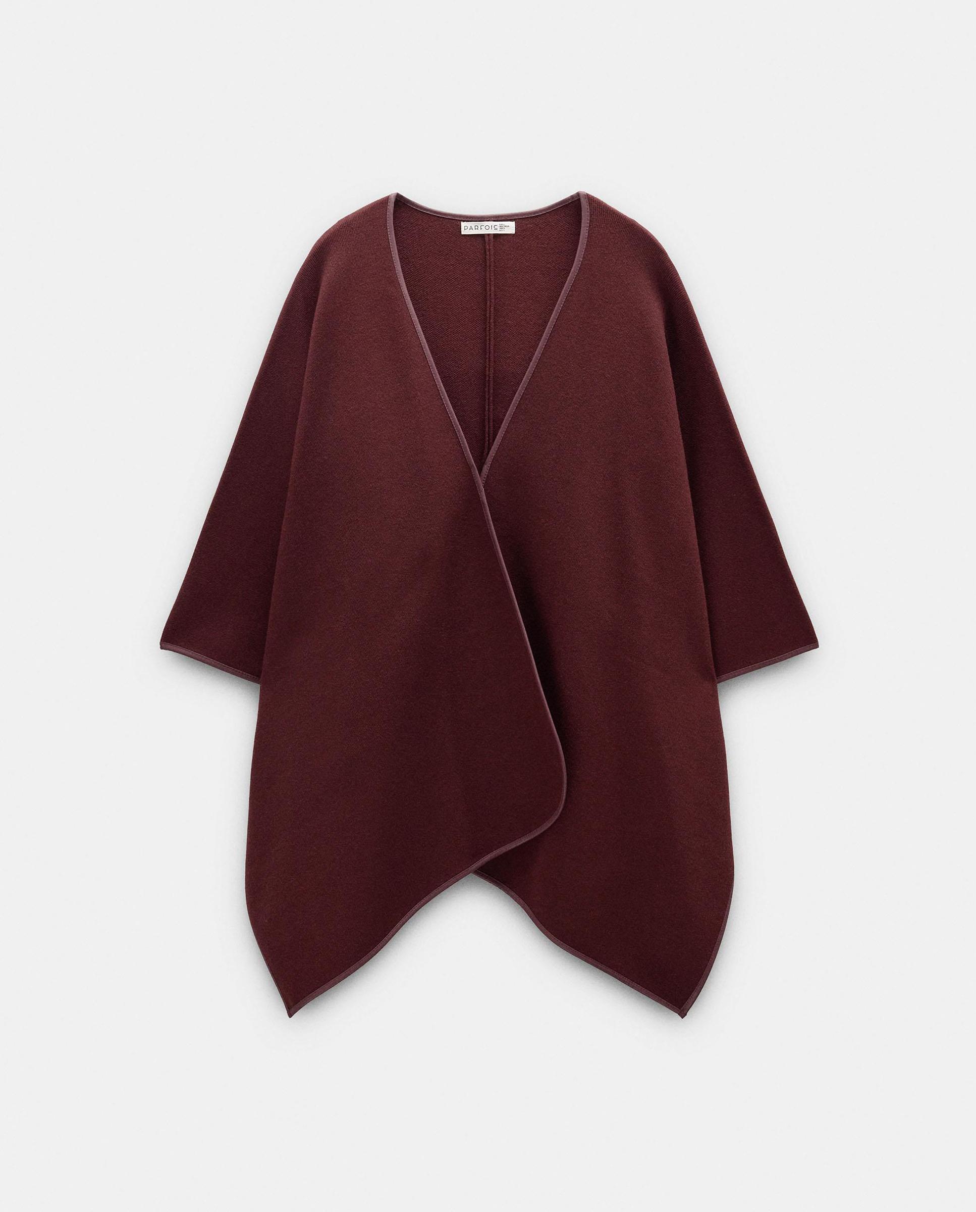 Poncho de mujer de punto en liso - Parfois - Burdeos Burdeos-6