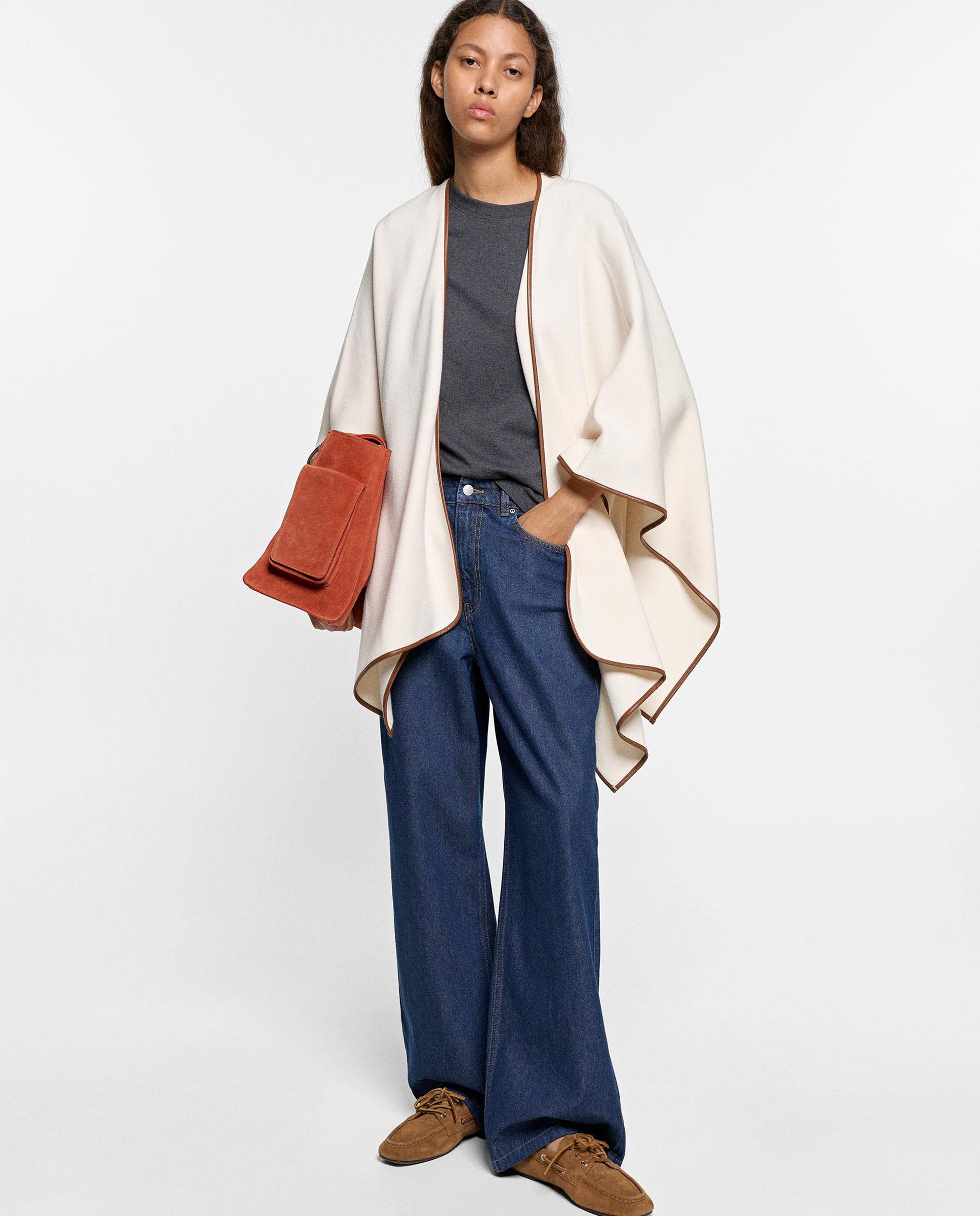 Poncho de mujer de punto en liso - Parfois - Crudo Crudo-1