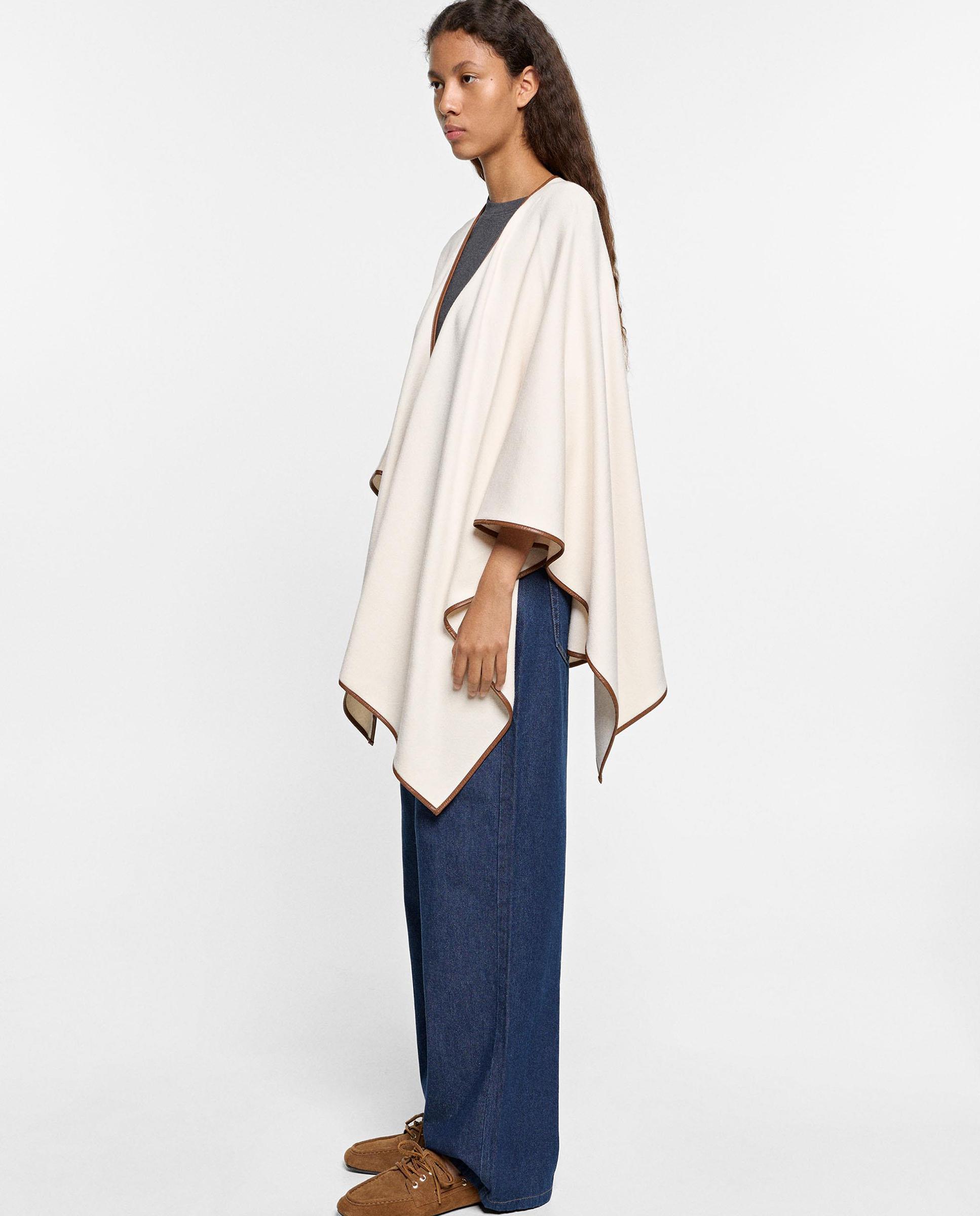 Poncho de mujer de punto en liso - Parfois - Crudo Crudo-4