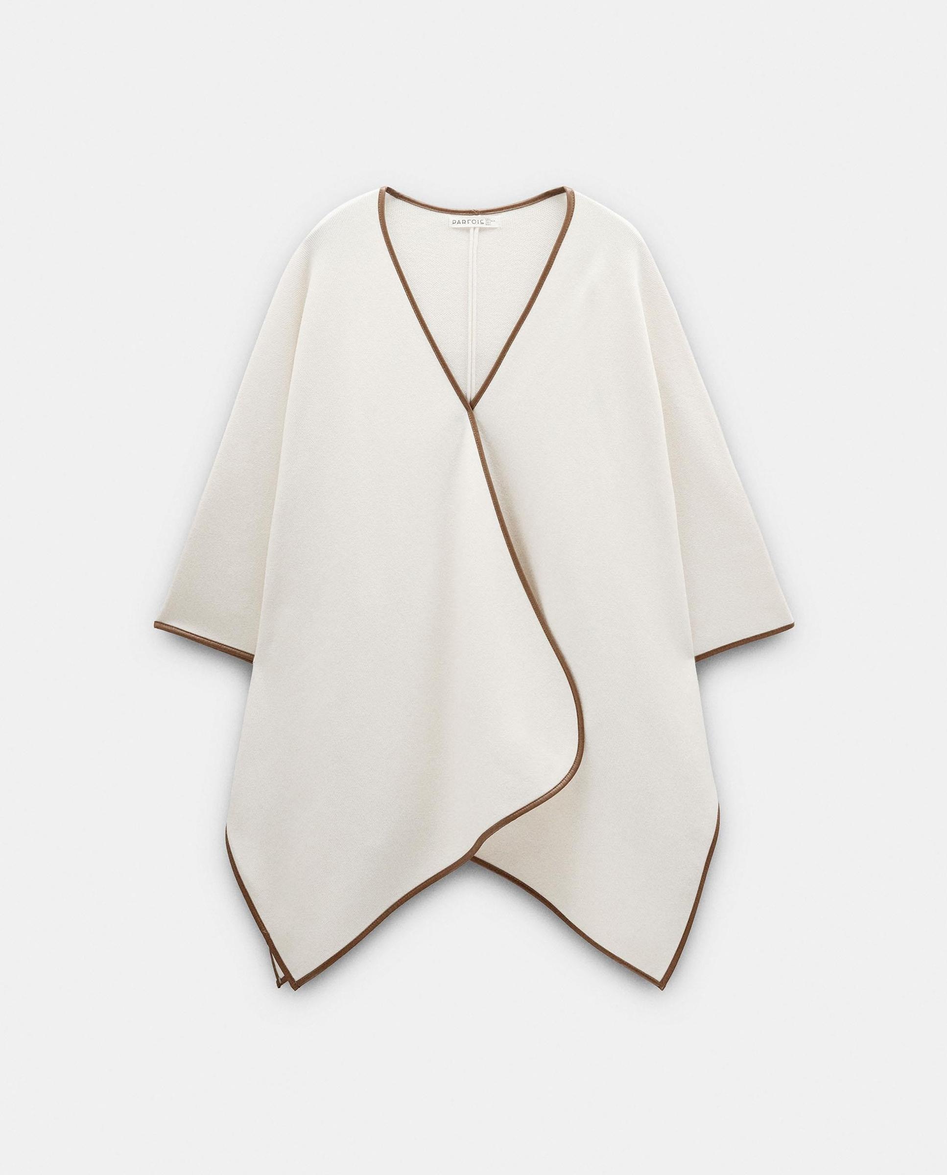 Poncho de mujer de punto en liso - Parfois - Crudo Crudo-6