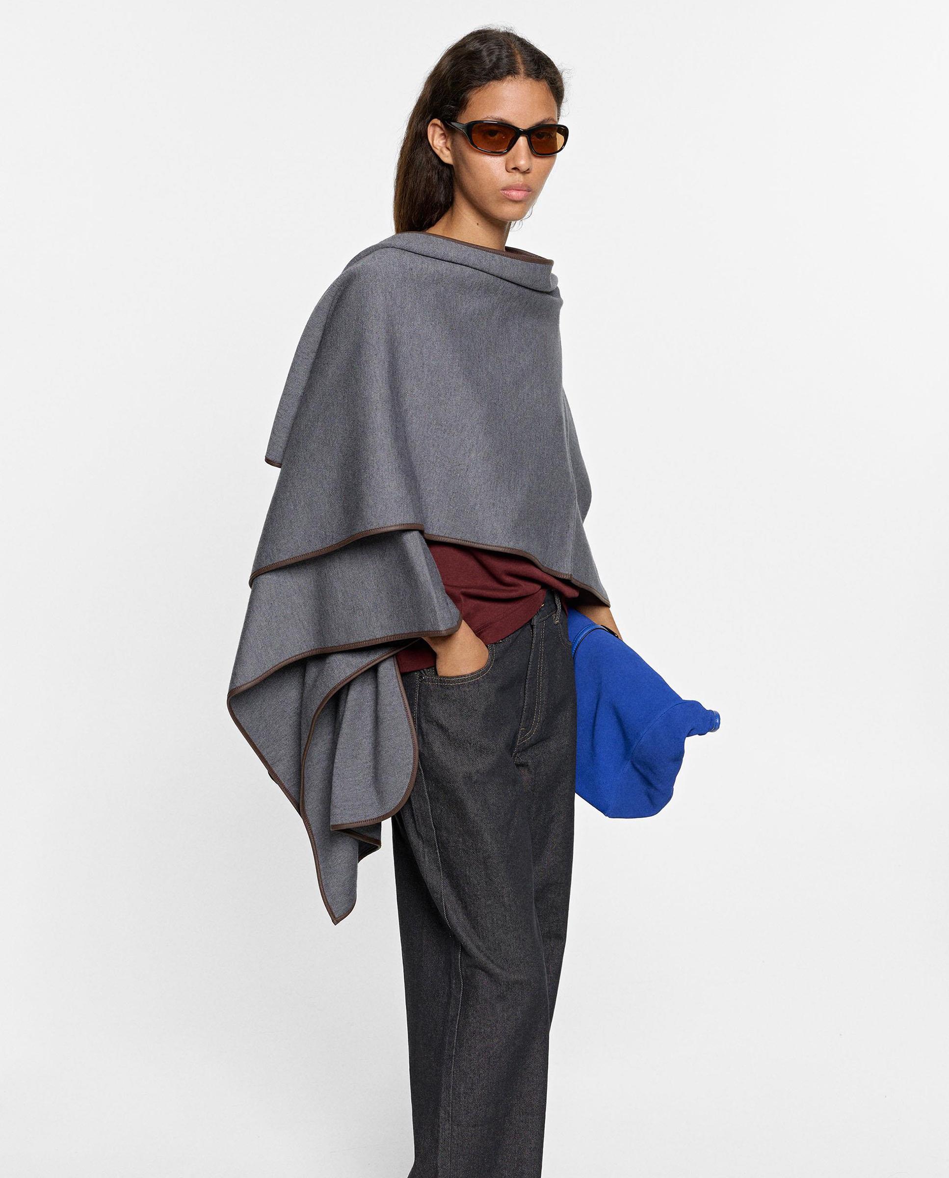 Poncho de mujer de punto en liso - Parfois - Gris Gris-2