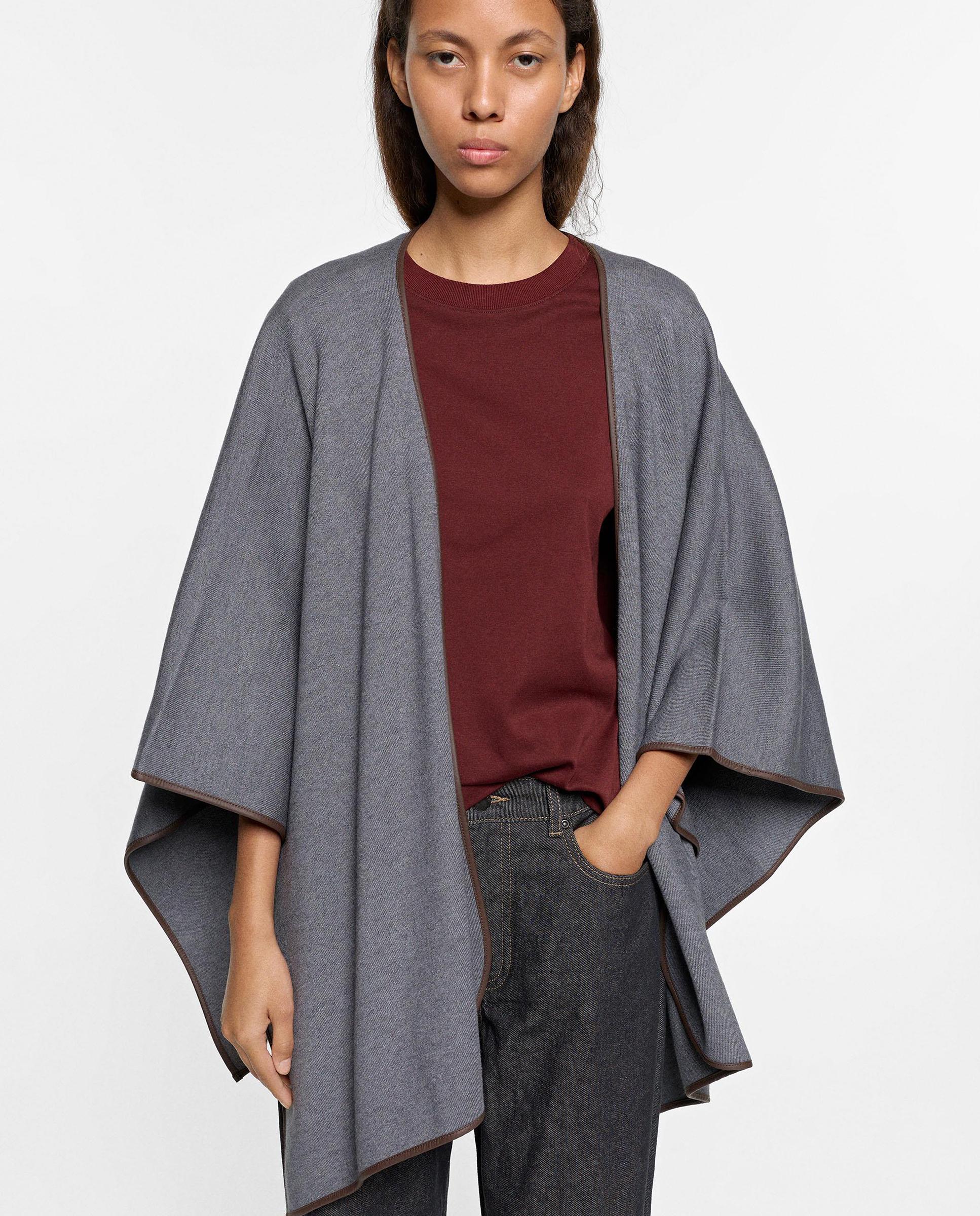 Poncho de mujer de punto en liso - Parfois - Gris Gris-3
