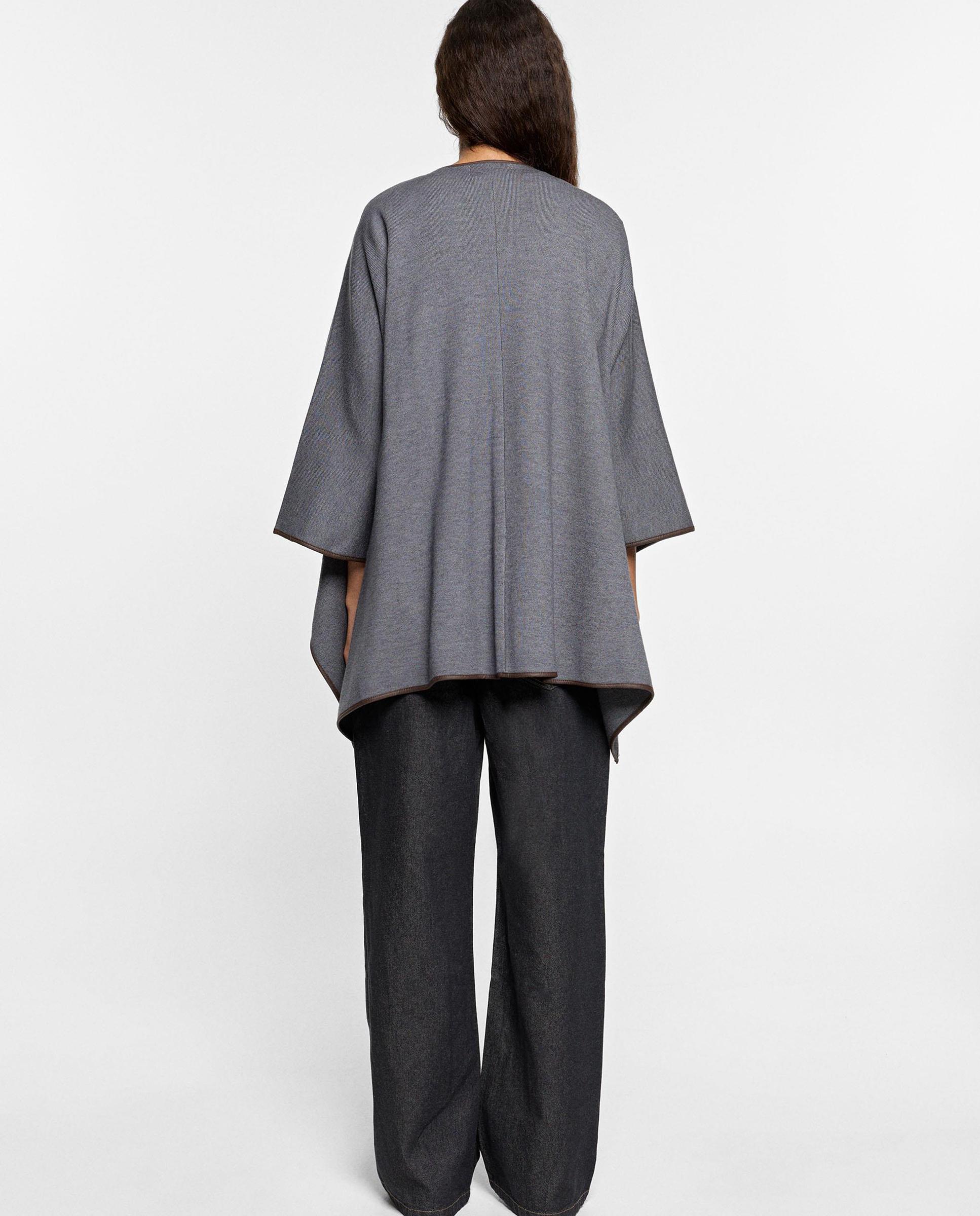 Poncho de mujer de punto en liso - Parfois - Gris Gris-5