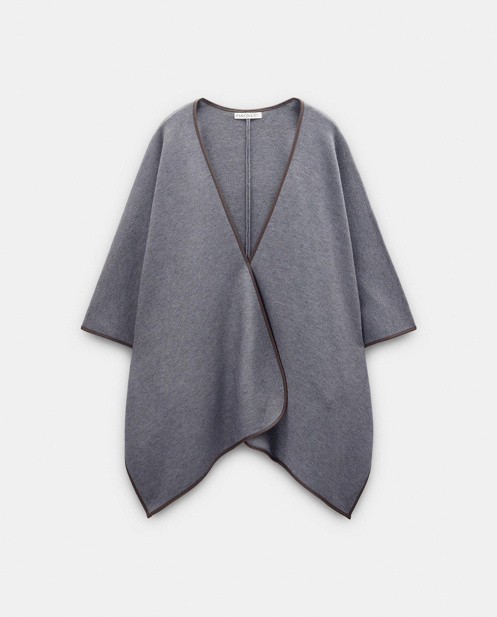 Poncho de mujer de punto en liso - Parfois - Gris Gris-7