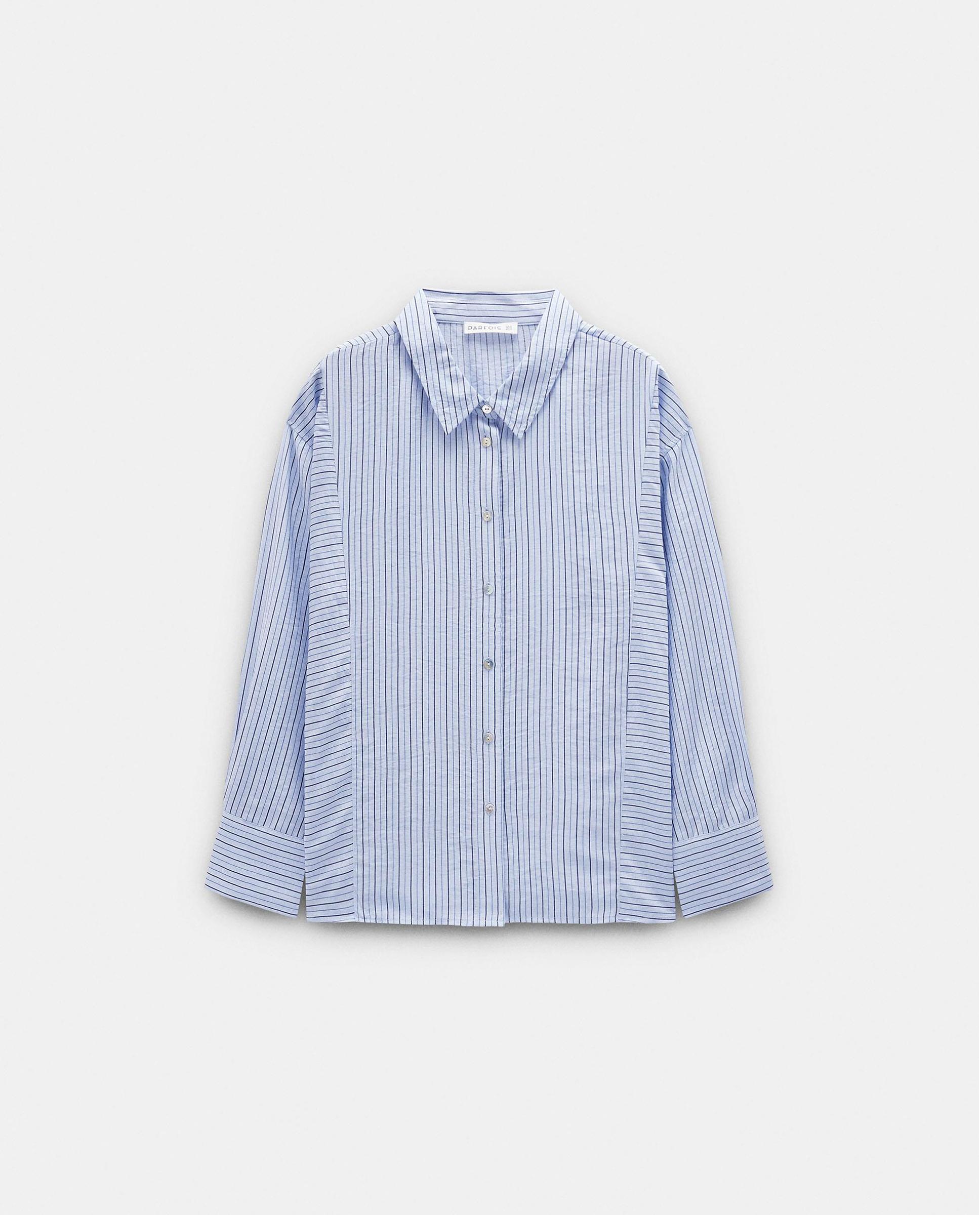 Camisa de mujer de manga larga con estampado de rayas - Parfois - Azul Azul-6