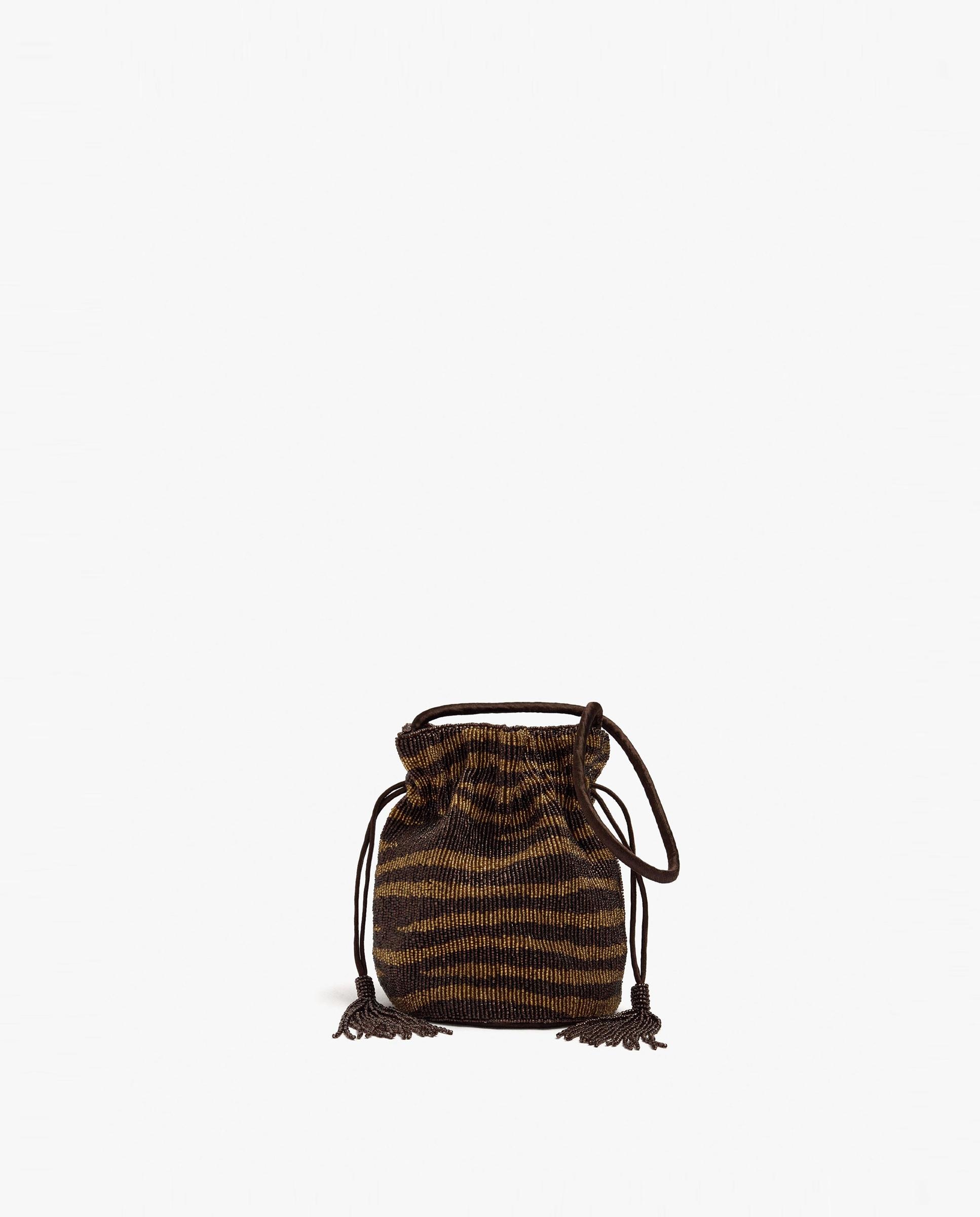 Bolso de fiesta convertible a bandolera con cierre de cuerda y estampado de rayas - Parfois - Multicolor Multicolor-1