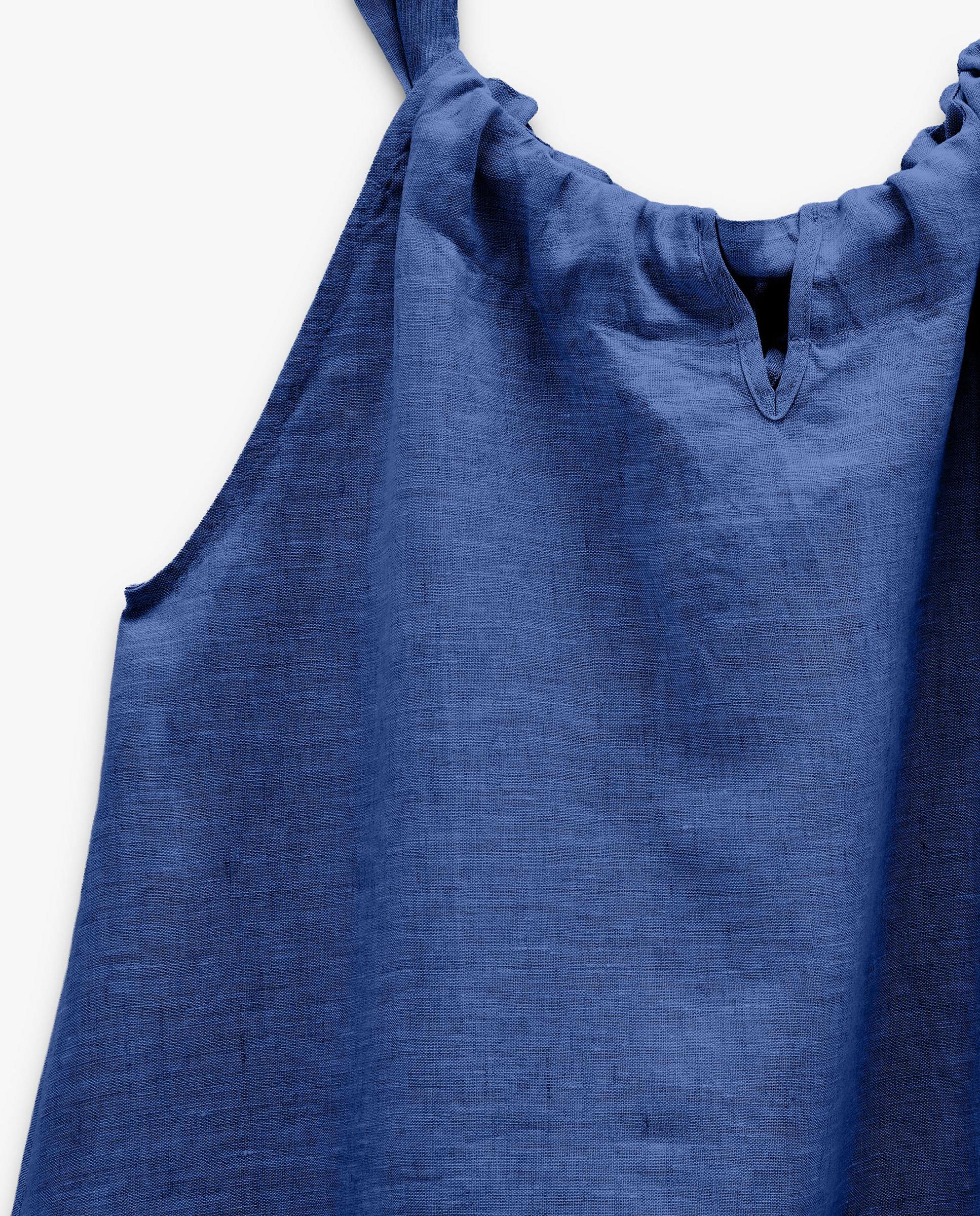 Vestido largo 100% lino de tirantes en liso - Parfois - Azul Azul-5