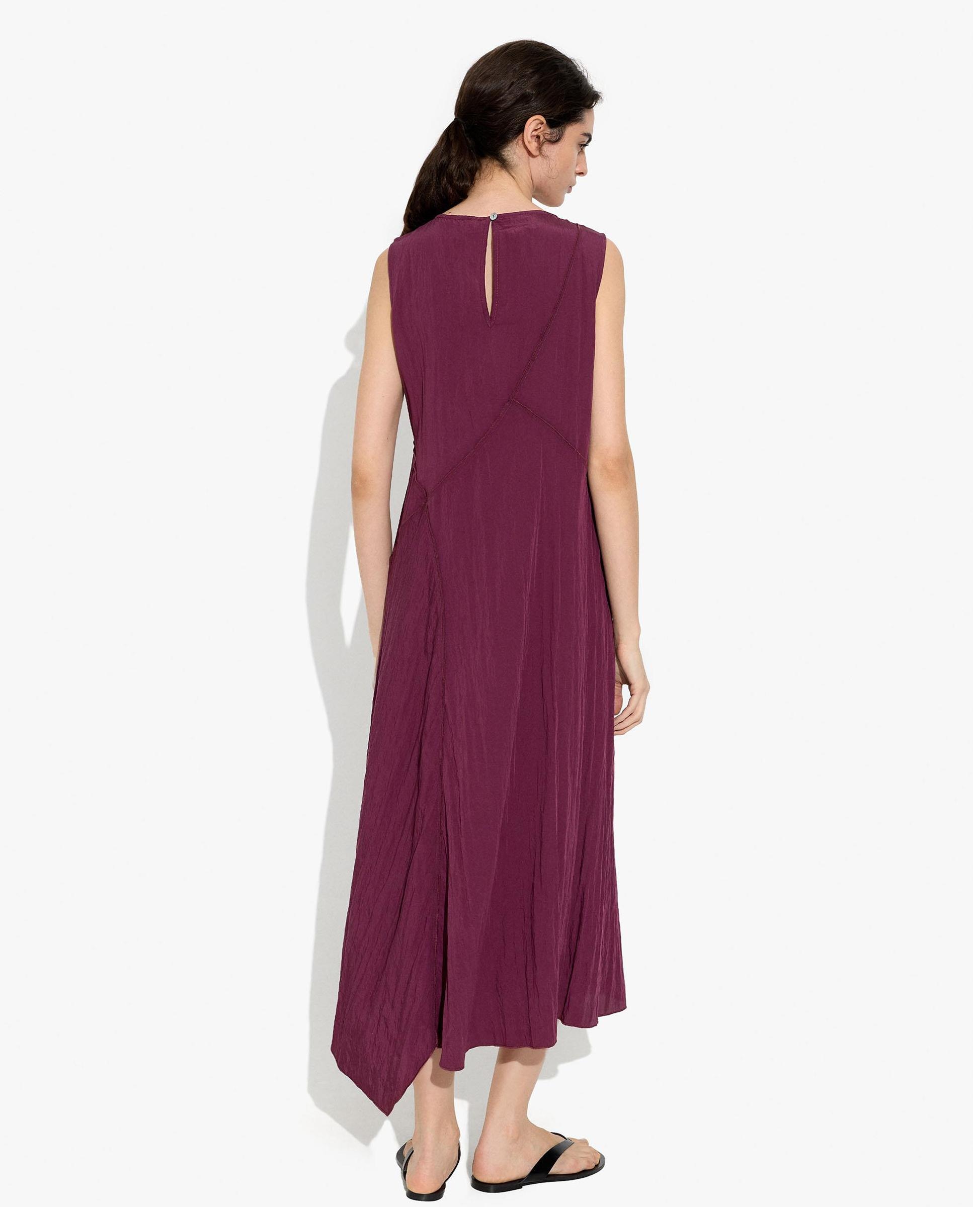 Vestido largo con detalles diagonales en liso - Parfois - Burdeos Burdeos-4