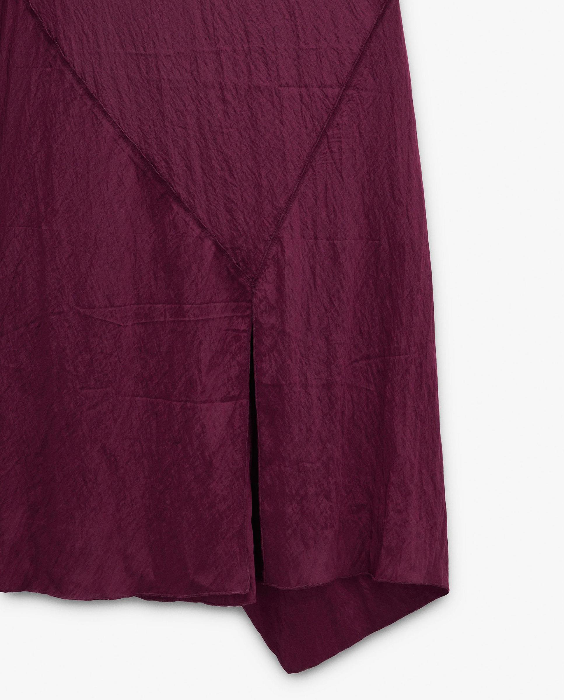 Vestido largo con detalles diagonales en liso - Parfois - Burdeos Burdeos-5