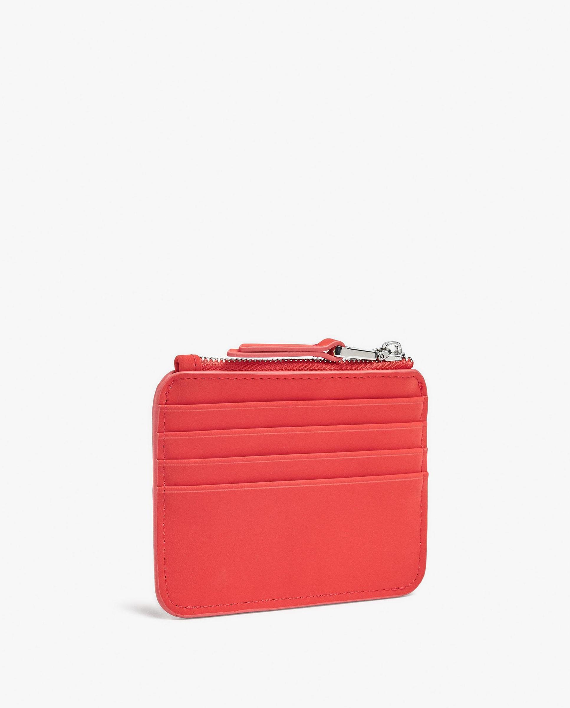 Tarjetero de mujer pequeño con cierre de cremallera en liso - Parfois - Coral Coral-2