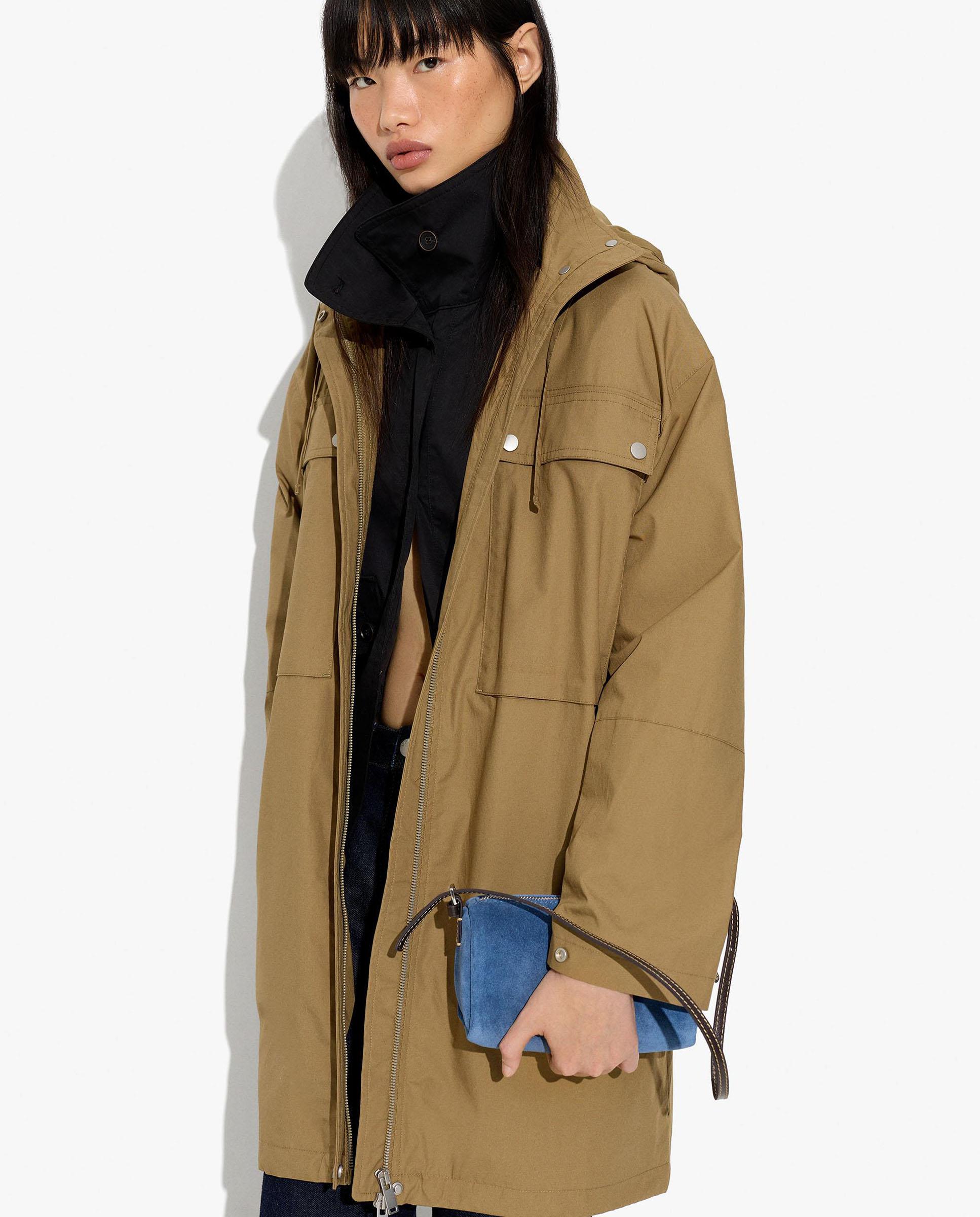 Parka de mujer 100% algodón con capucha en liso - Parfois - Marrón Marrón-1